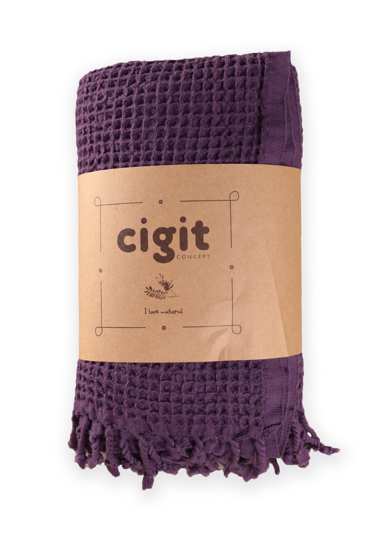 CigitPike Boyalı Peştemal Havlu (Yıkanmıştır) 90X180 Cm Mor