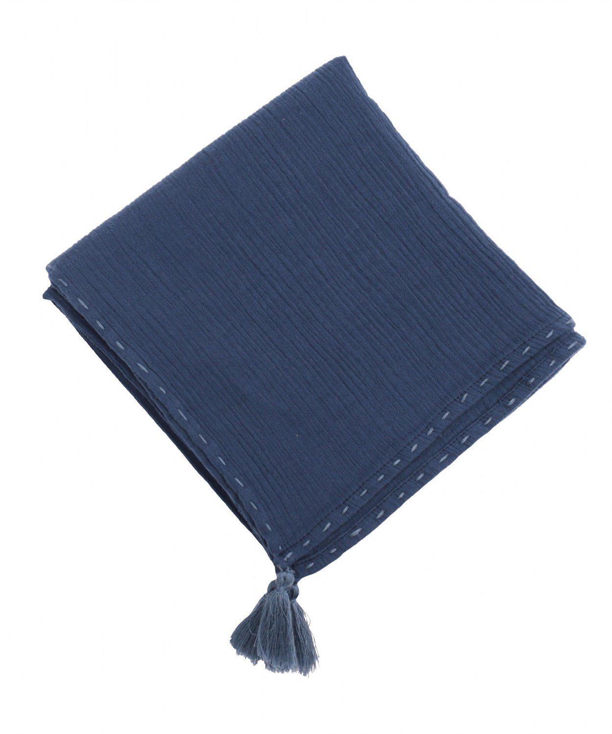 PUSKUL DBL FACE MUSLIN BATTANİYE100X100CM(YIKANMIŞTIR) +/- 2 cm LACIVERT