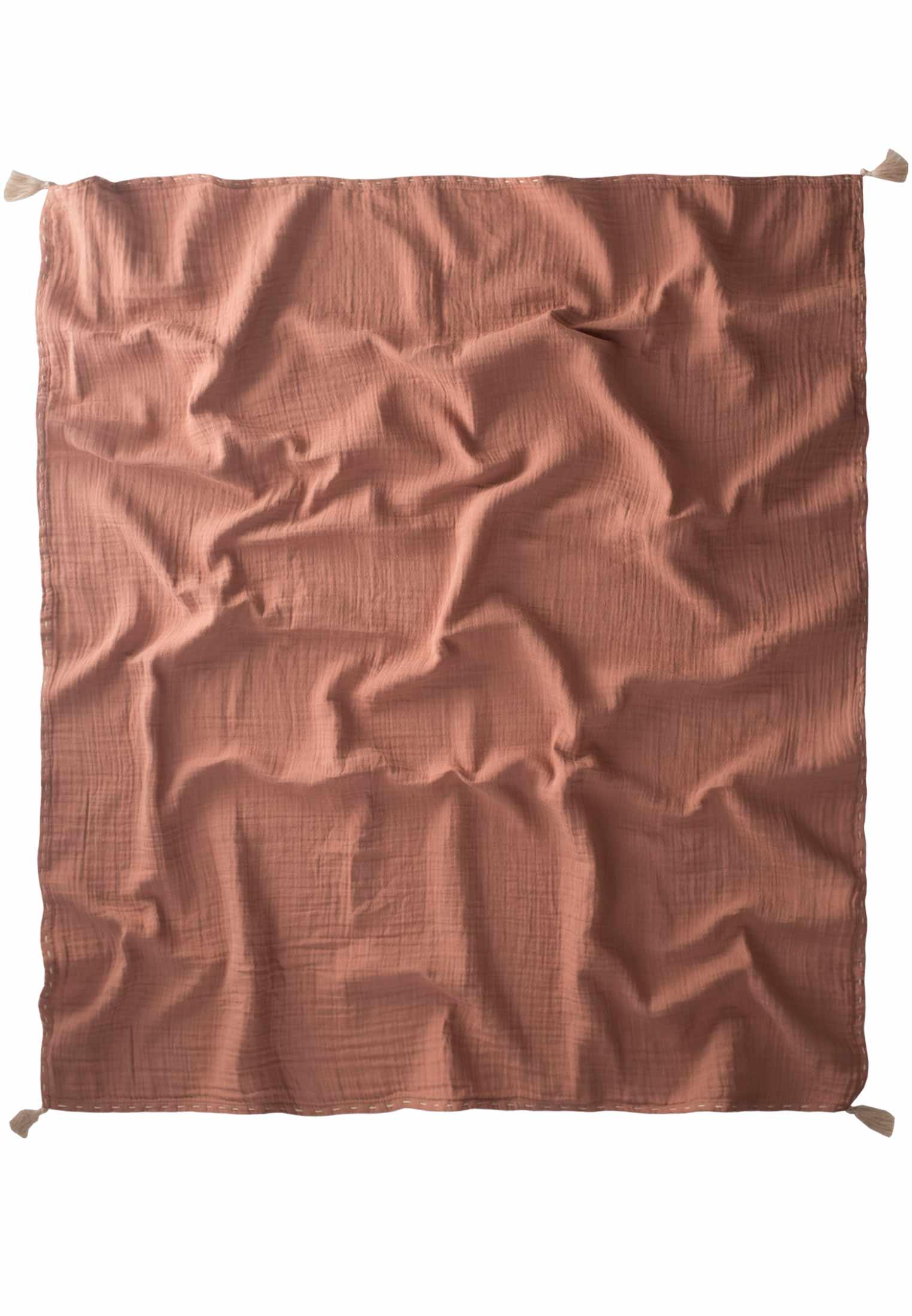 CigitPüsküllü Müslin Battaniye (Yıkanmış) 100X100 cm +/- 2 cm KAHVE 