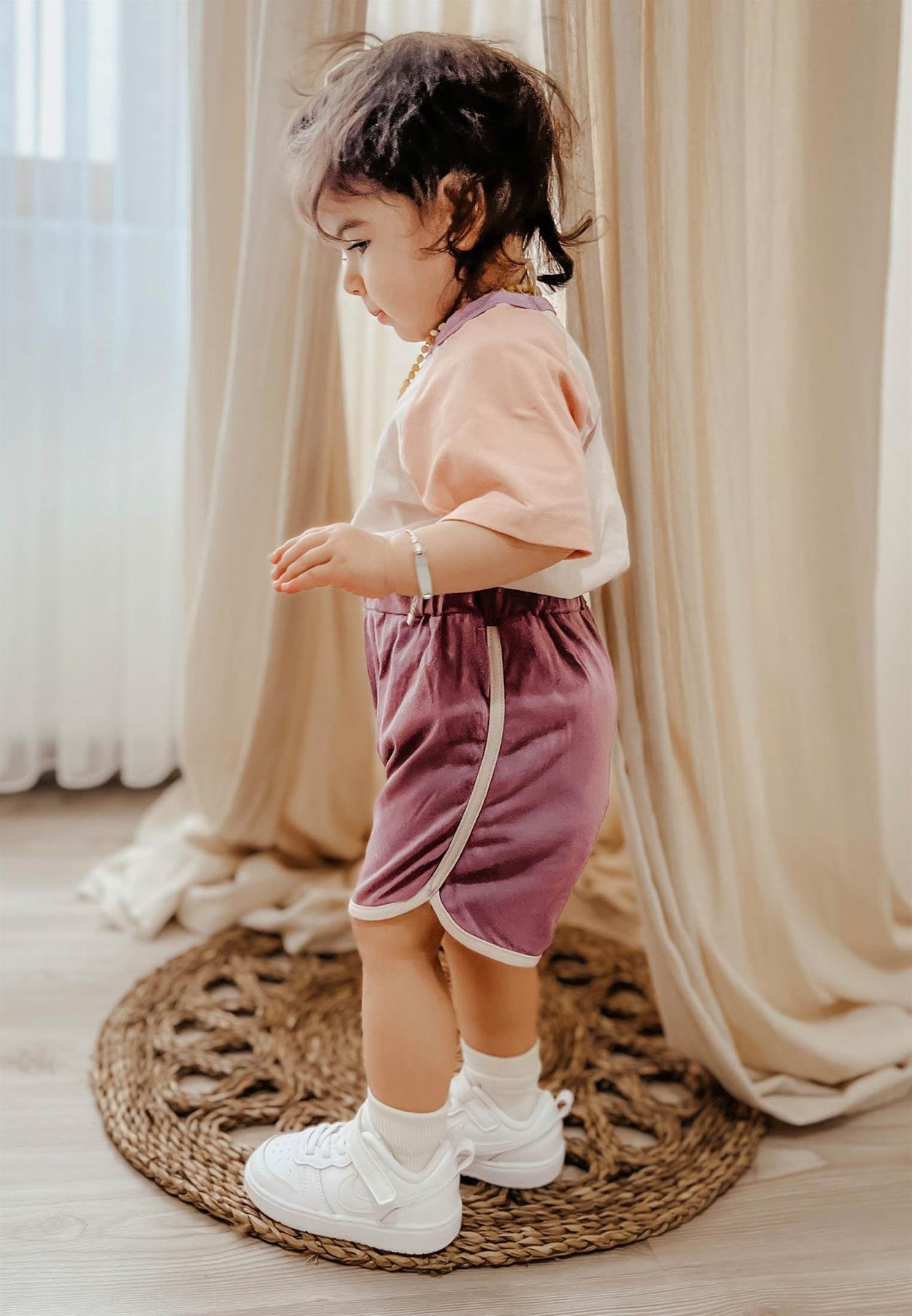 CigitReglan Kol Multicolour Şortlu Takım 2-7 Yaş Pudra Pembe