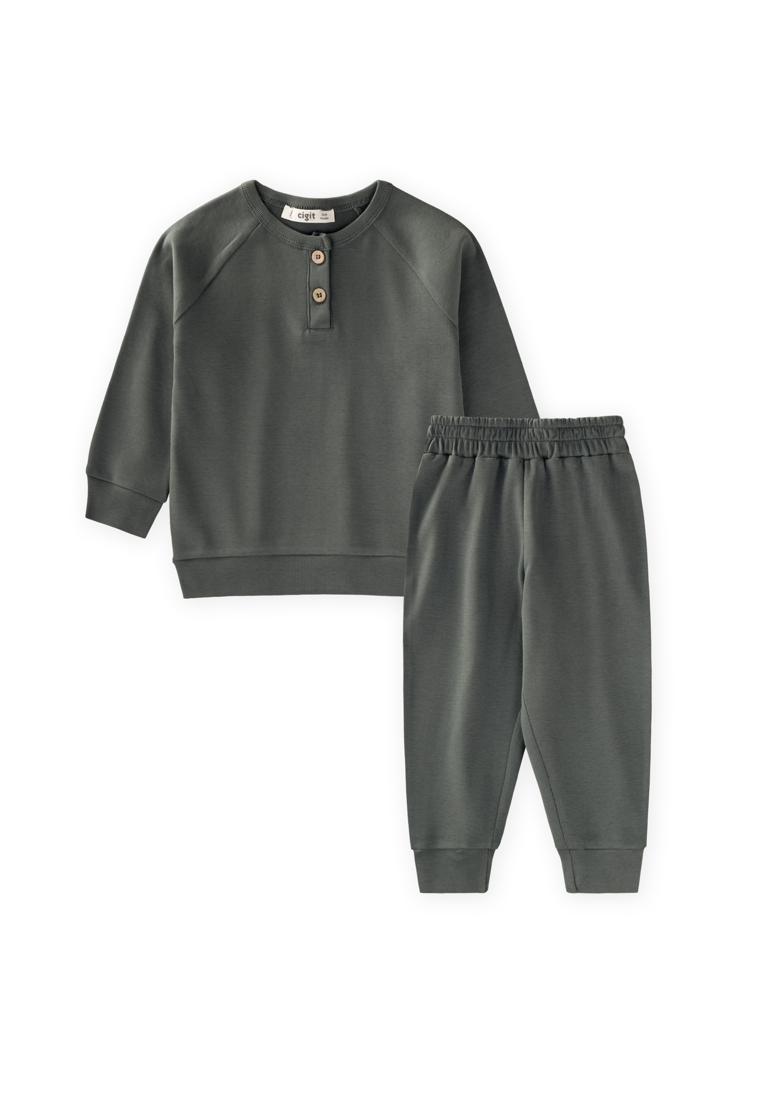 CigitReglan Kol Patlı Basıc Takım 1-8 Yaş haki yeşil