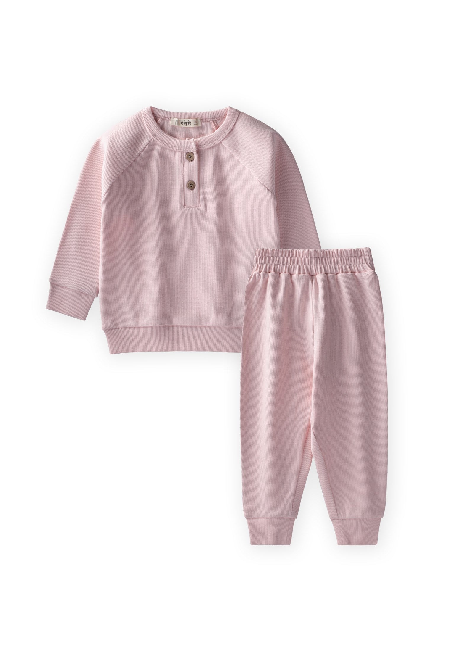 CigitR. Kol Patlı Erkek Basıc Takım 1-5 Yaş PUDRA PEMBE 