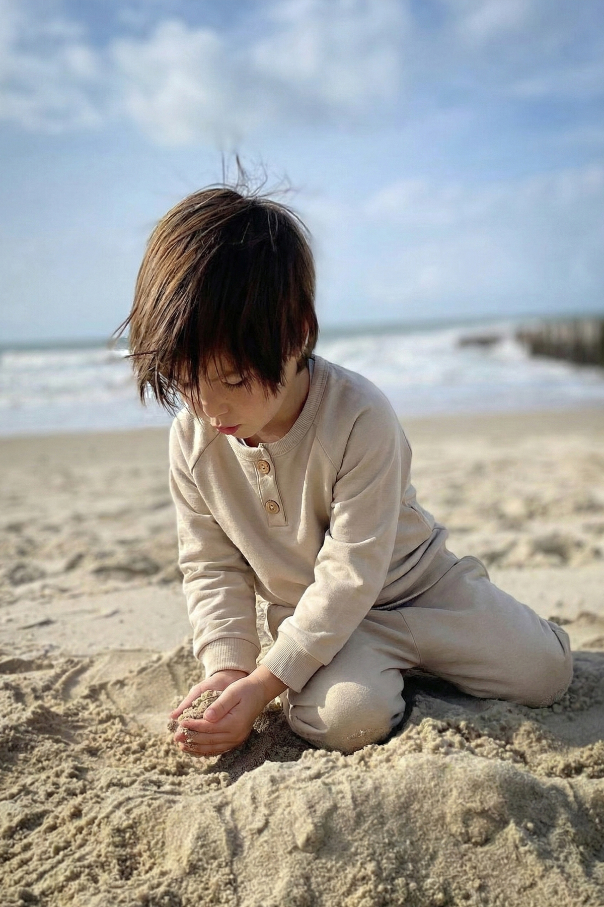 CigitReglan Kol Patlı Erkek Basıc Takım 1-8 Yaş Bej