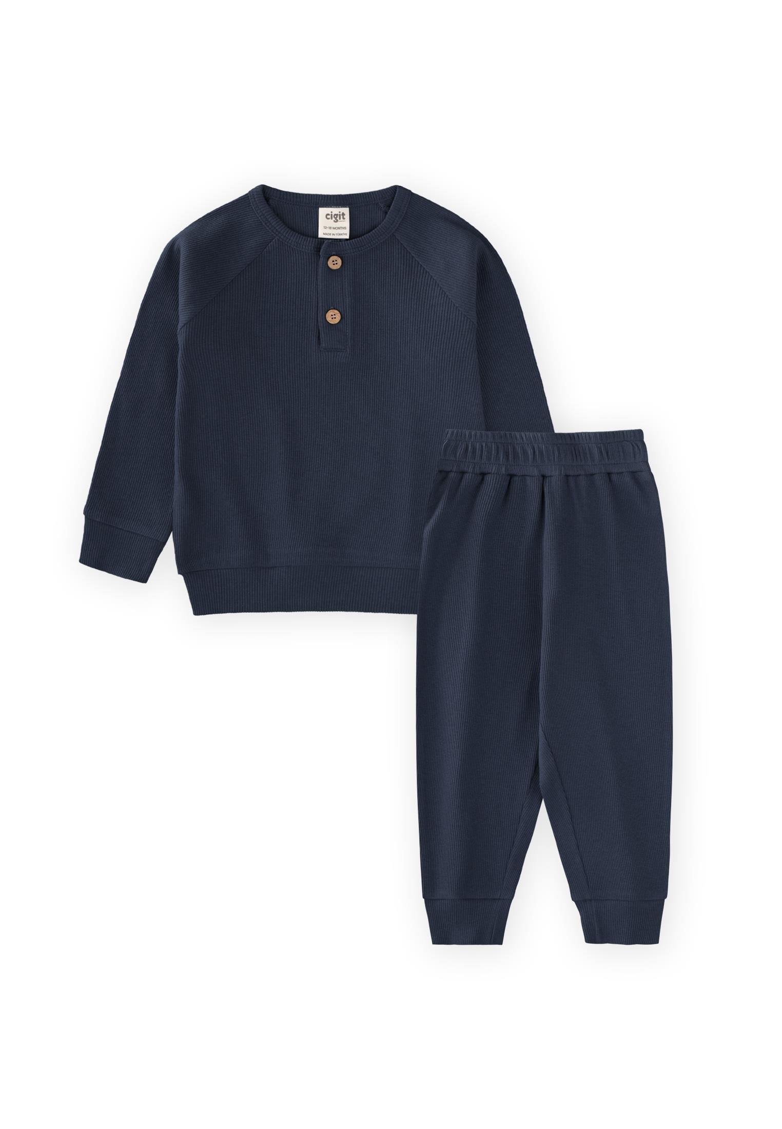 CigitReglan Kol Patlı Erkek Basıc Takım 1-5 Yaş Lacivert
