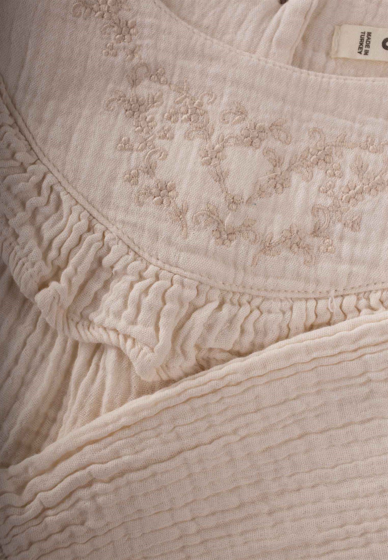 CigitRobası Nakışlı Müslin Elbise 2-8 Yaş KREM