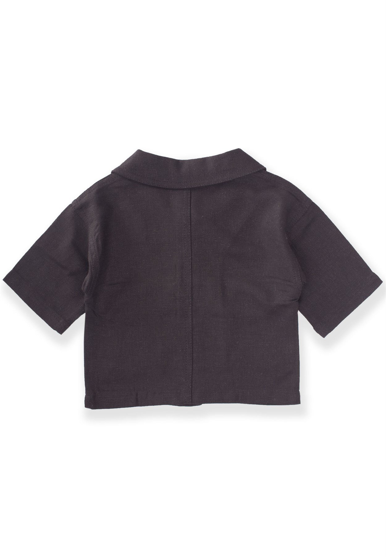 70572 - 12.CigitSarh Keten Düğmeli Ceket 2-6 Yaş Siyah