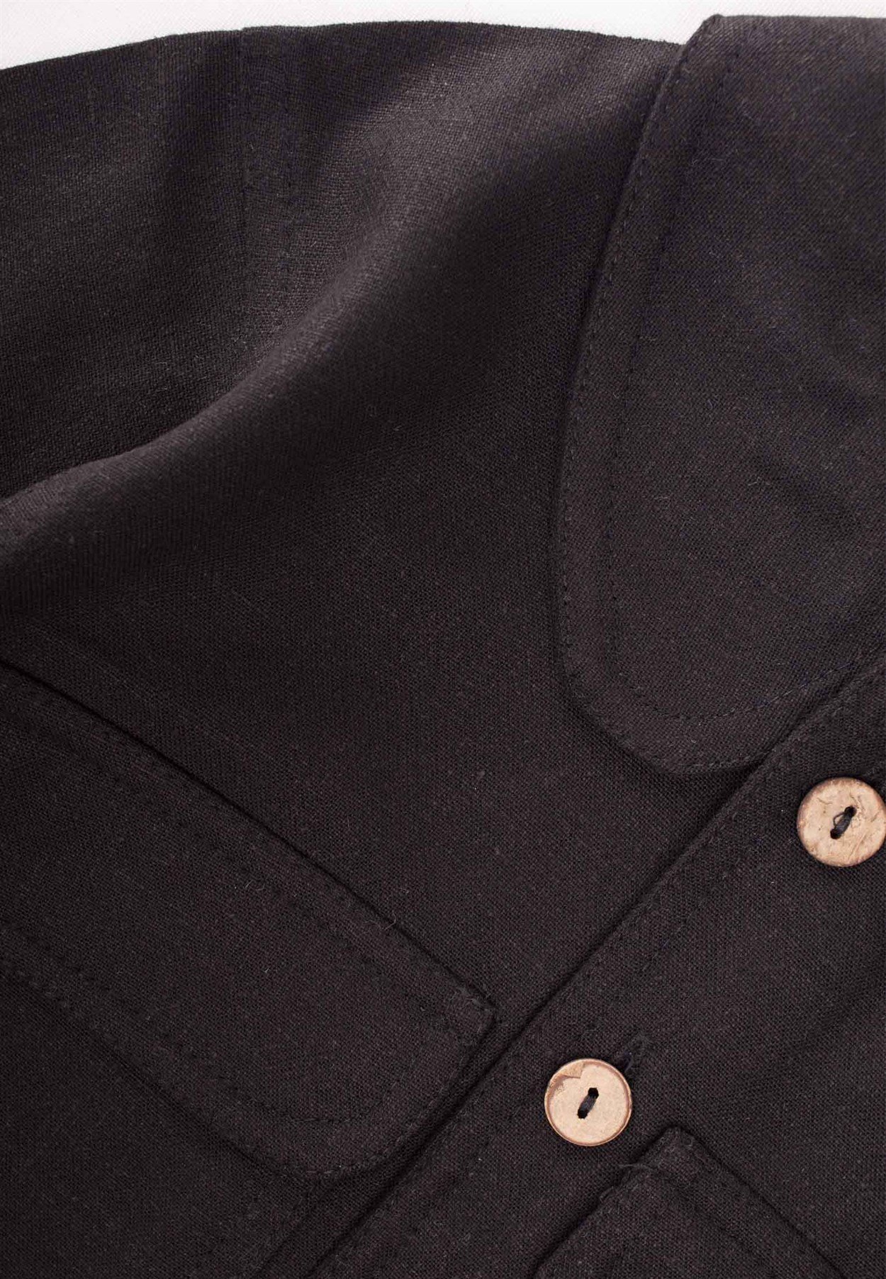 70572 - 12.CigitSarh Keten Düğmeli Ceket 2-6 Yaş Siyah