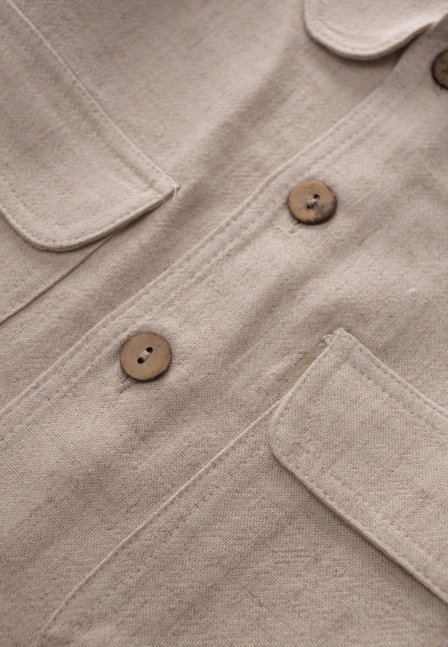 CigitSarh Keten Düğmeli Ceket 2-7 Yaş NATUREL