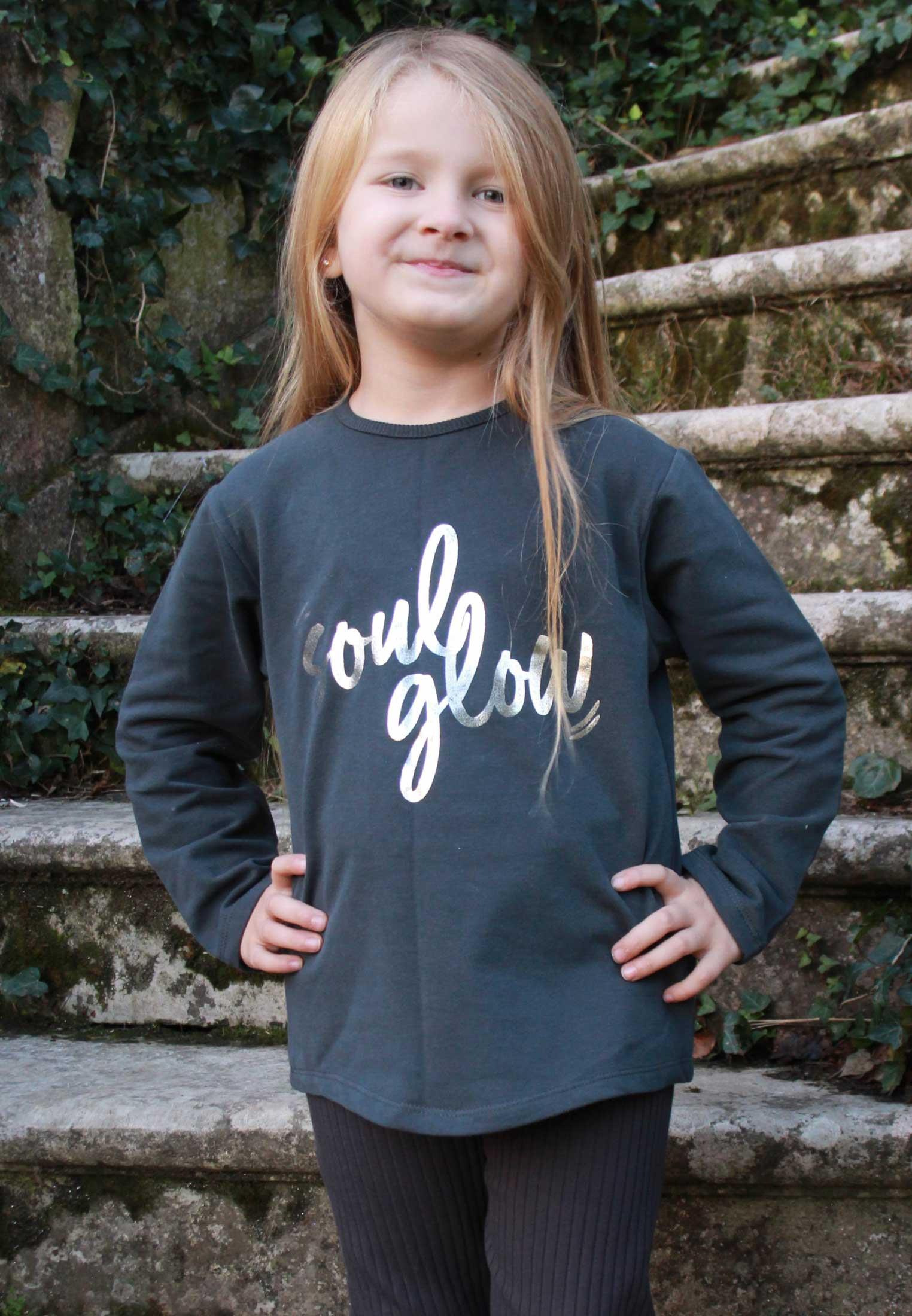 CigitSoul Glow Varak Baskılı Sweatshirt 2-10 Yaş Antrasit