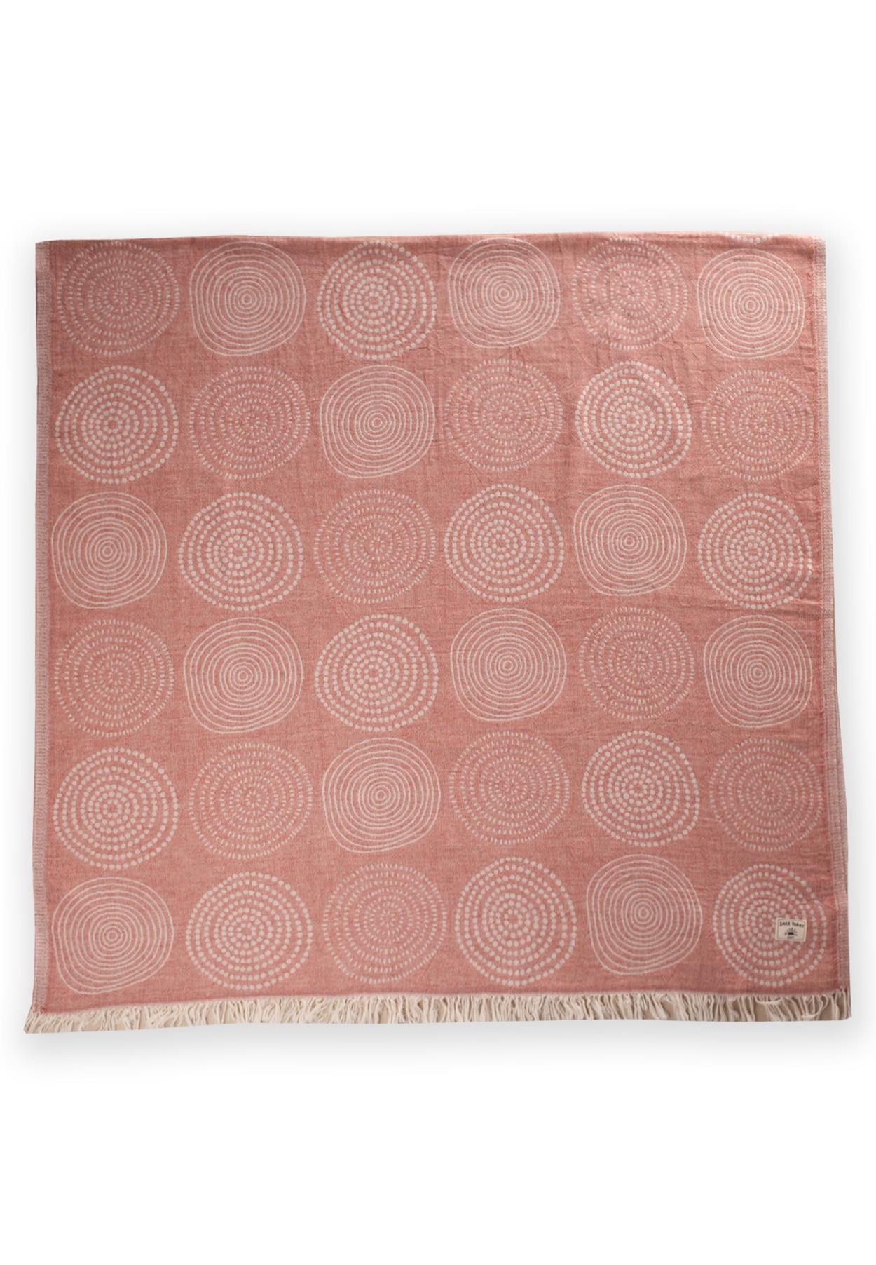CigitTeo Desen Jakarlı Peştemal Havlu (Yıkanmıştır) 90X180 Cm Açık Nar 