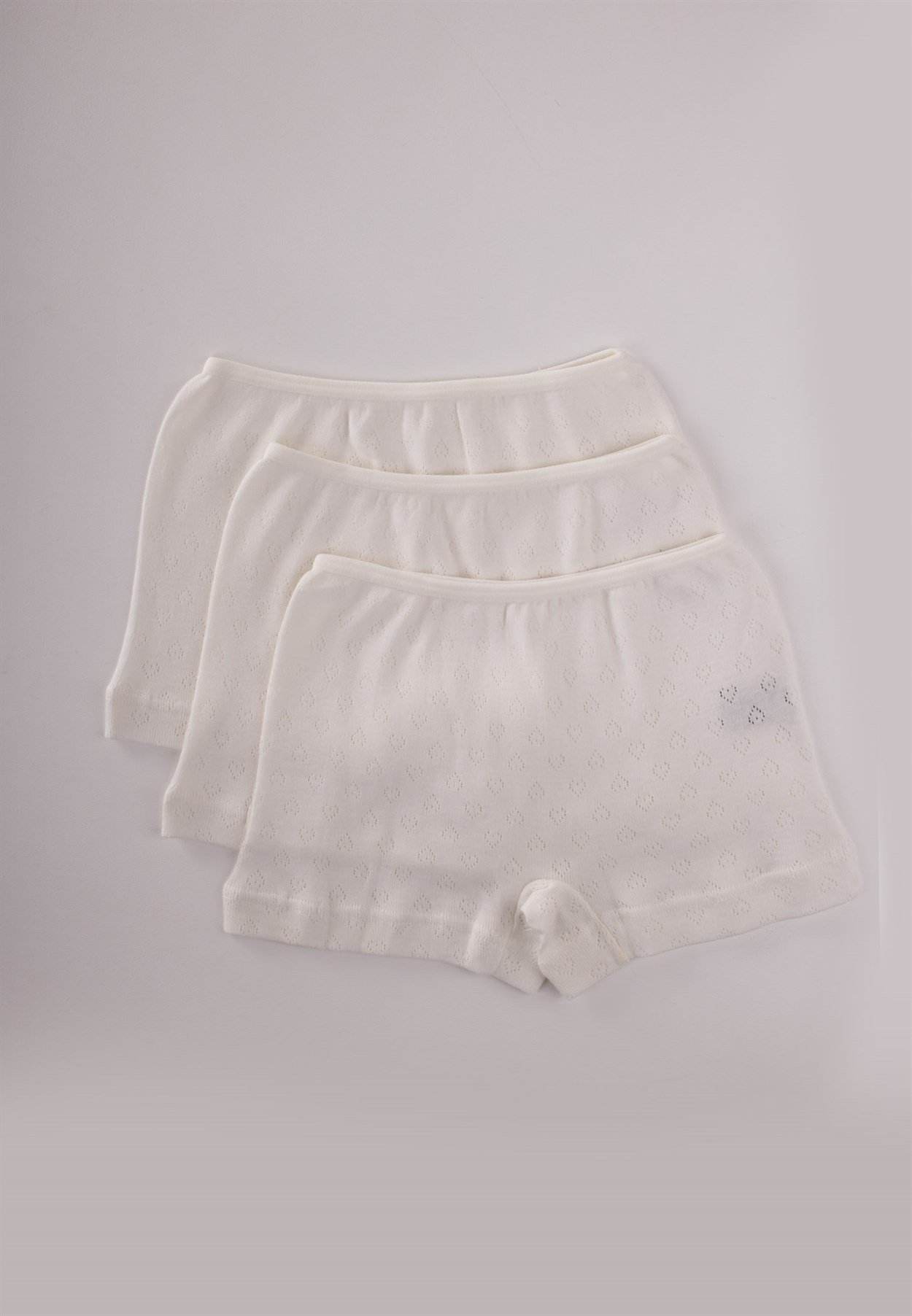 CigitÜçlü Kız Boxer Set 2-9 yaş Ekru Kalp Desenli