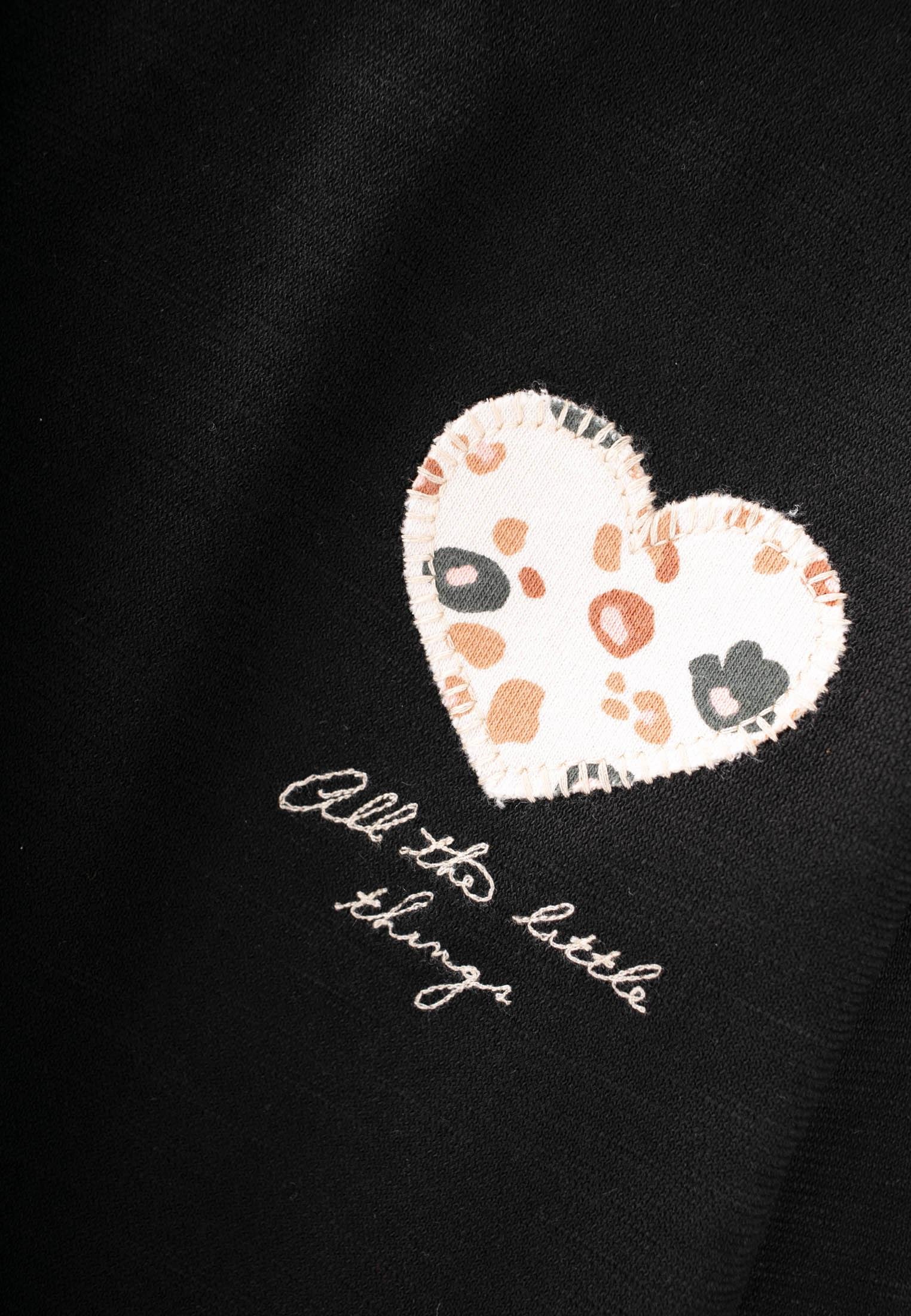 CigitUzun Kollu Desenli Yüksek Bel Pantolonlu Takım 2-8 Yaş SİYAH