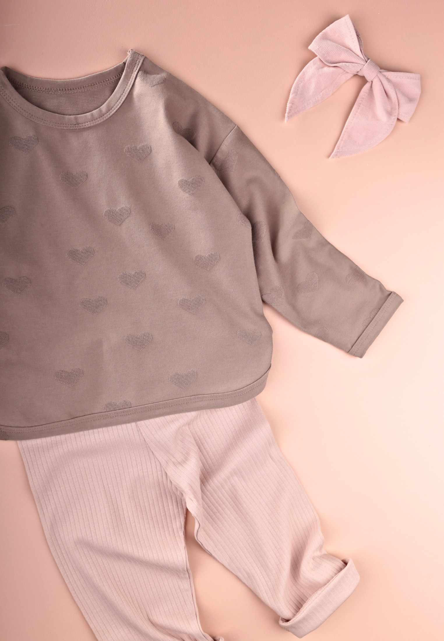 CigitUzun Kollu T-Shırt Takım 1-7 Yaş Vizon