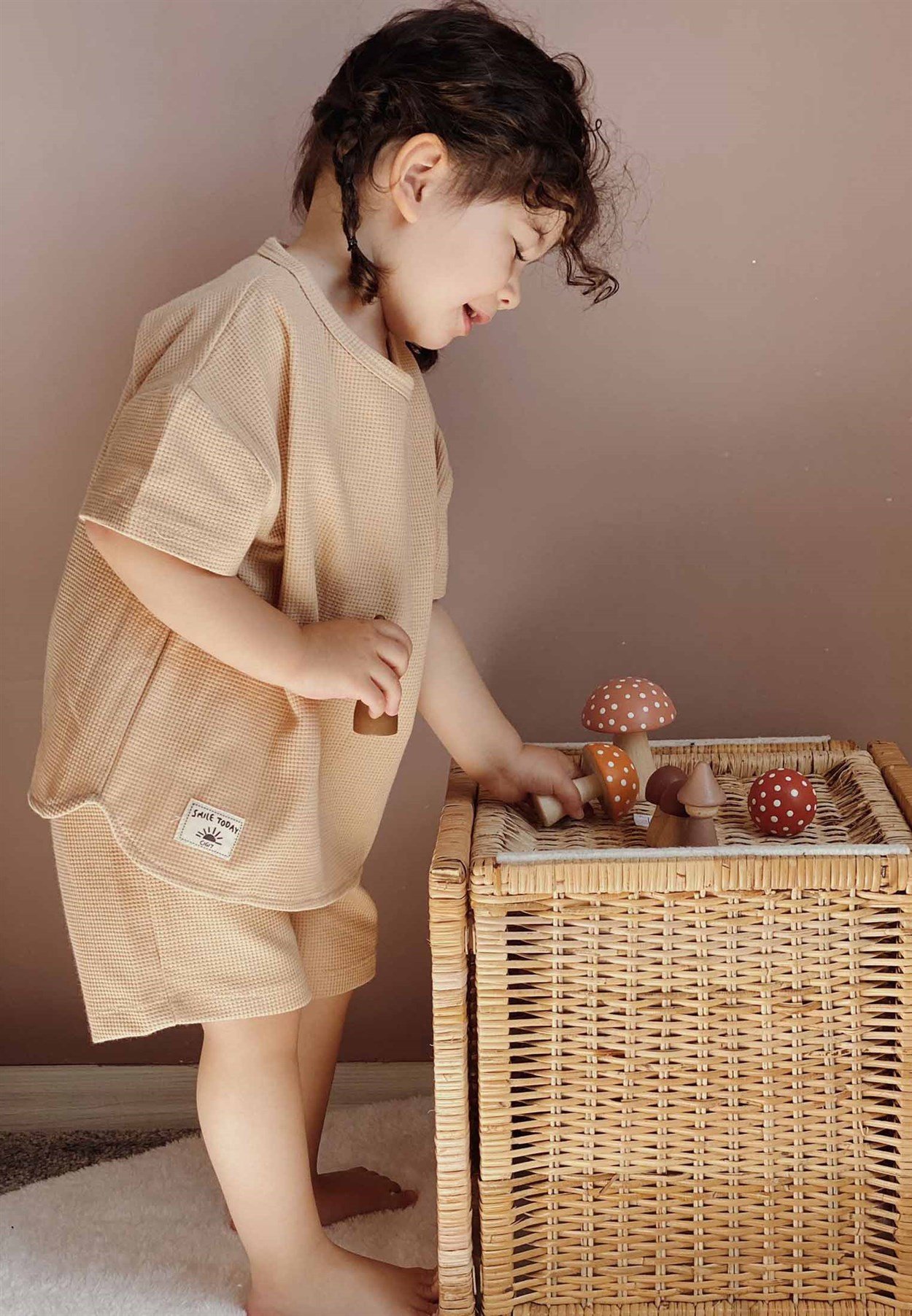 62585 - 5021CigitWaffle Textured Wide Cut Suit 1-5 Years Beige