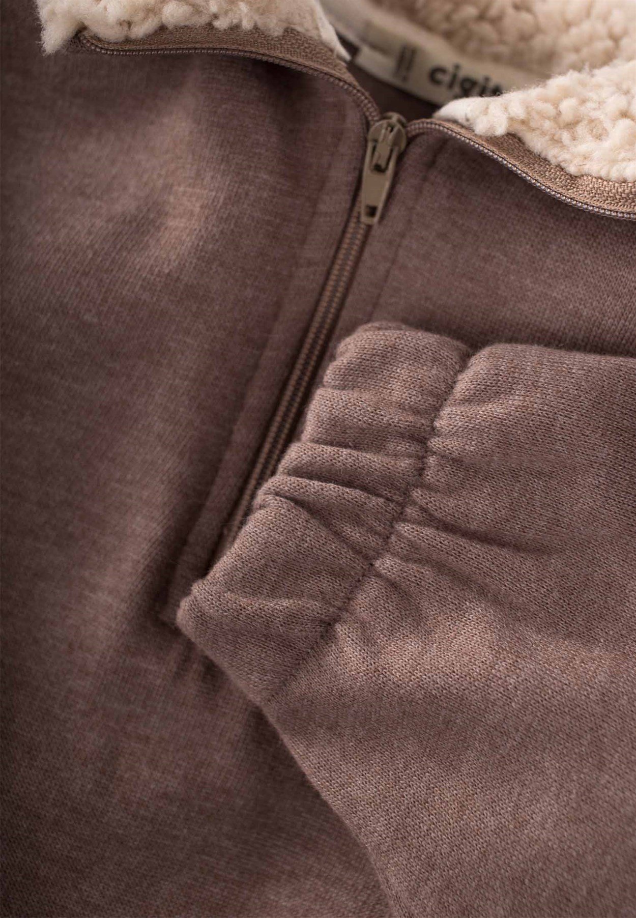 CigitYaka Garnili Sweatshirt Takım 2-8 Yaş Kahve Melanj