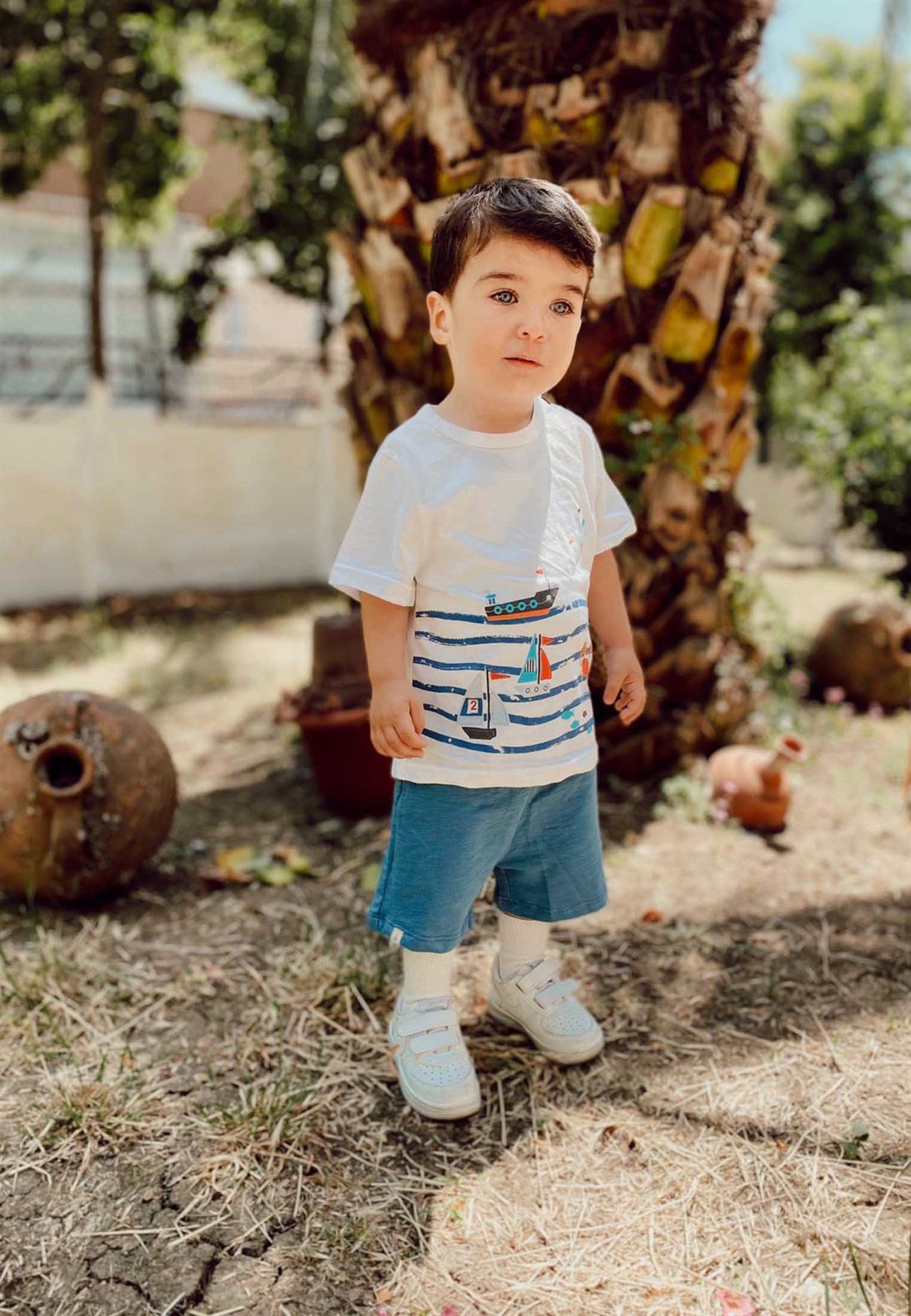 62615 - 5001CigitSail Printed Capris Suit 1-5 Ages Ecru