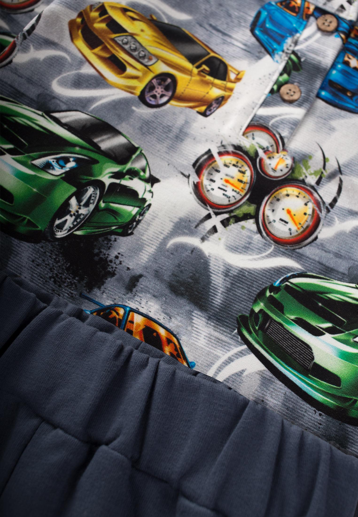 CigitAraba Desenli Sweatshirt Takım 2-7 Yaş Gri
