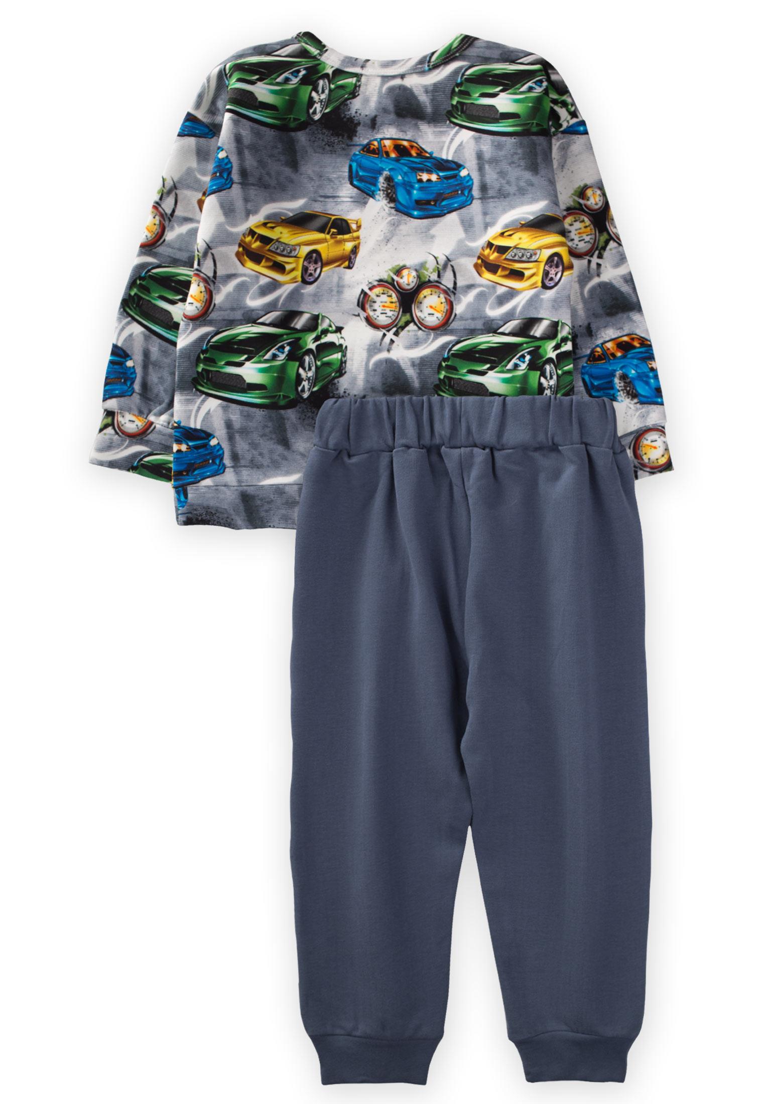 CigitAraba Desenli Sweatshirt Takım 2-7 Yaş Gri