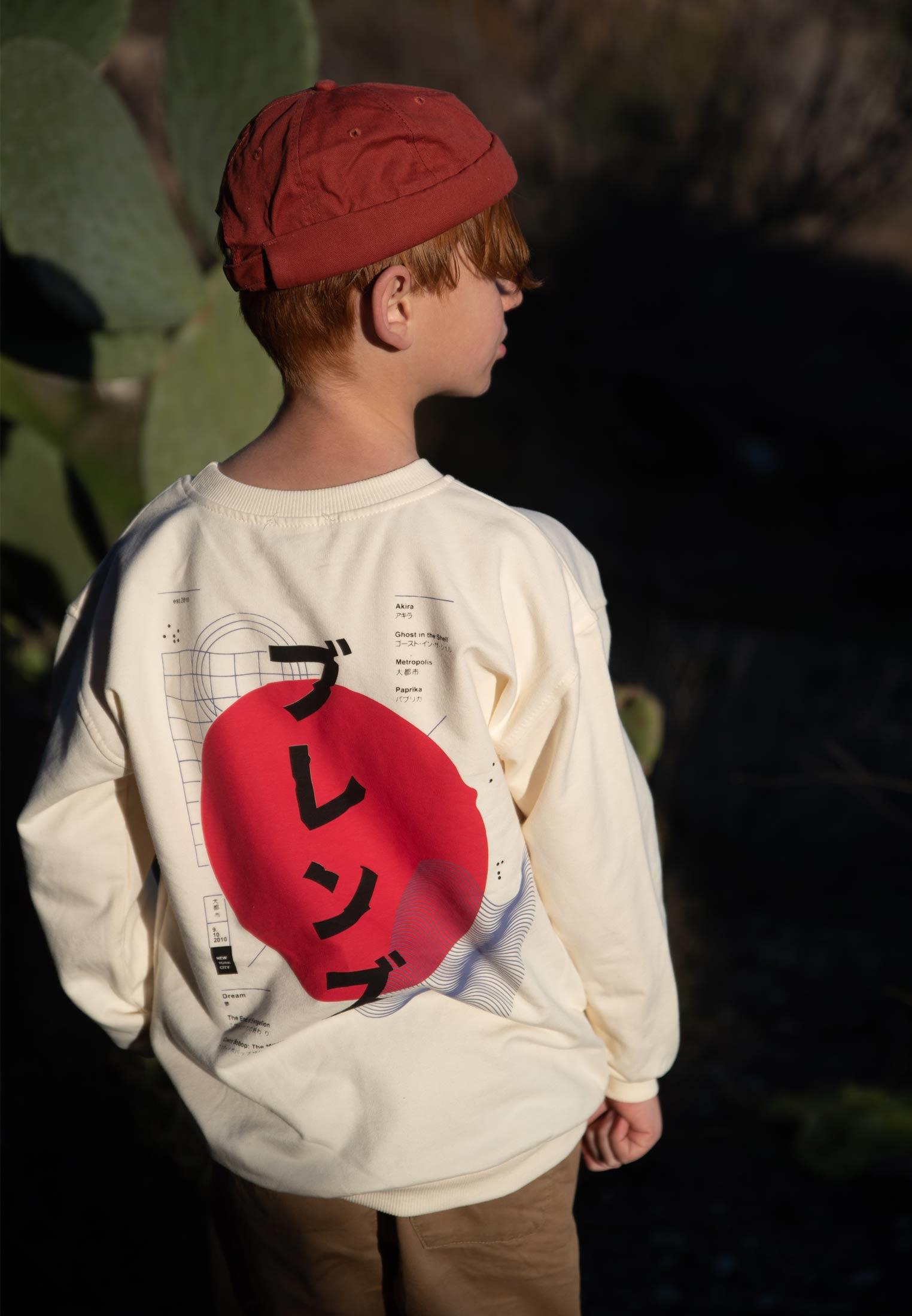 CigitBaskılı Sweatshirt 4-12 Yaş Ekru