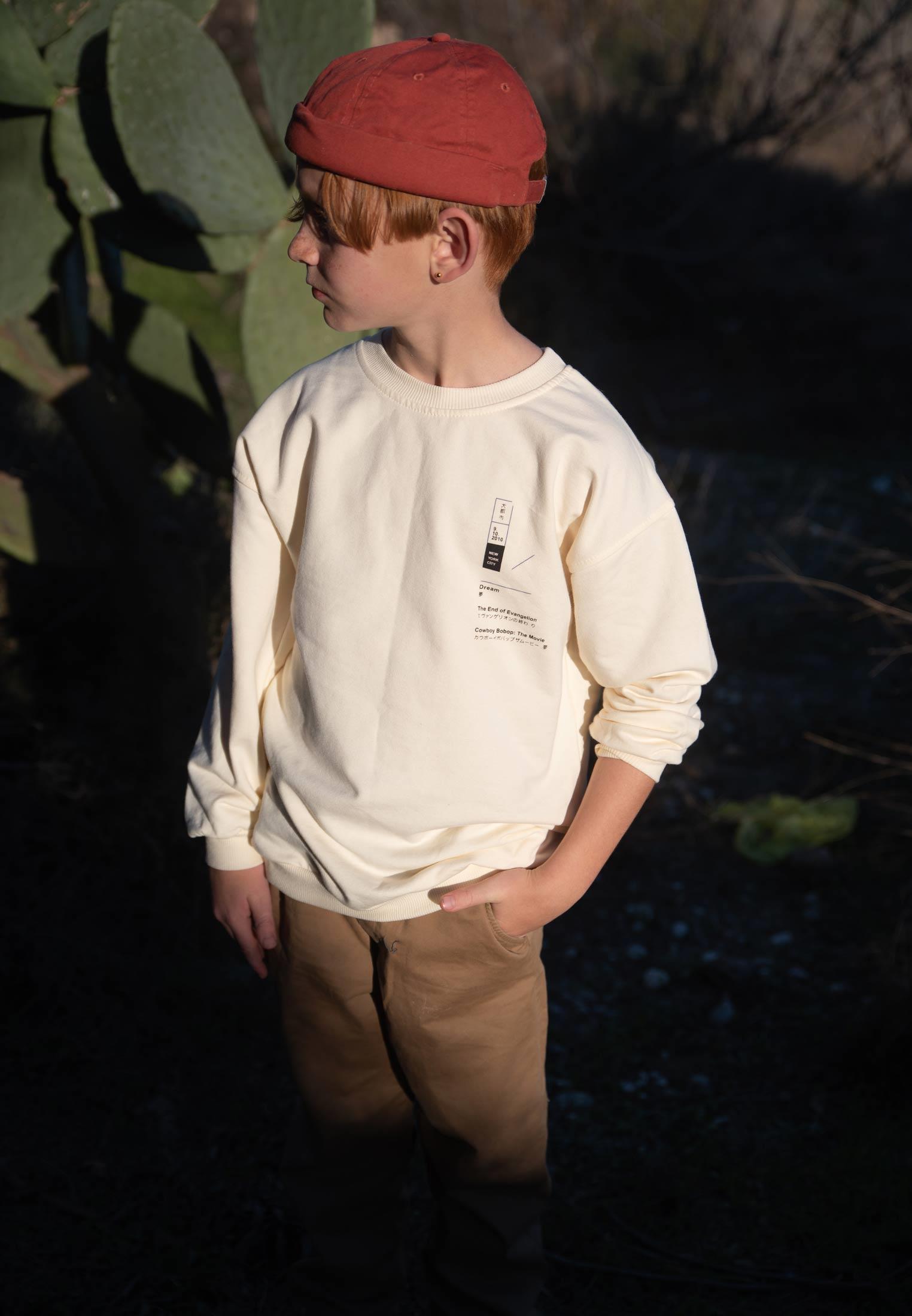CigitBaskılı Sweatshirt 4-12 Yaş Ekru