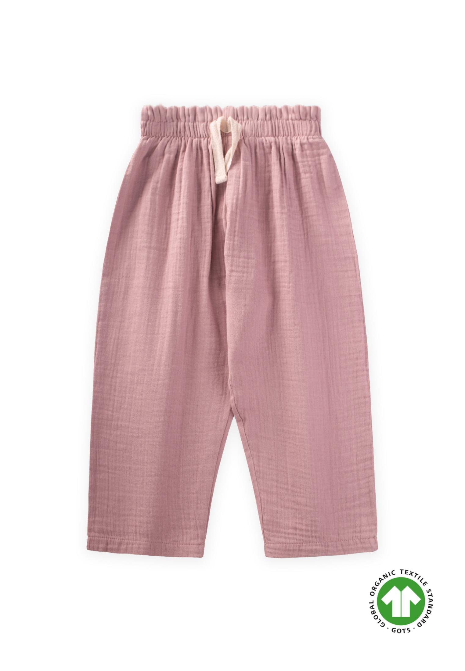 CigitOrganic Beli Fırfırlı Geniş Kesim Müslin Pantolon 1-8 Yaş Bakır