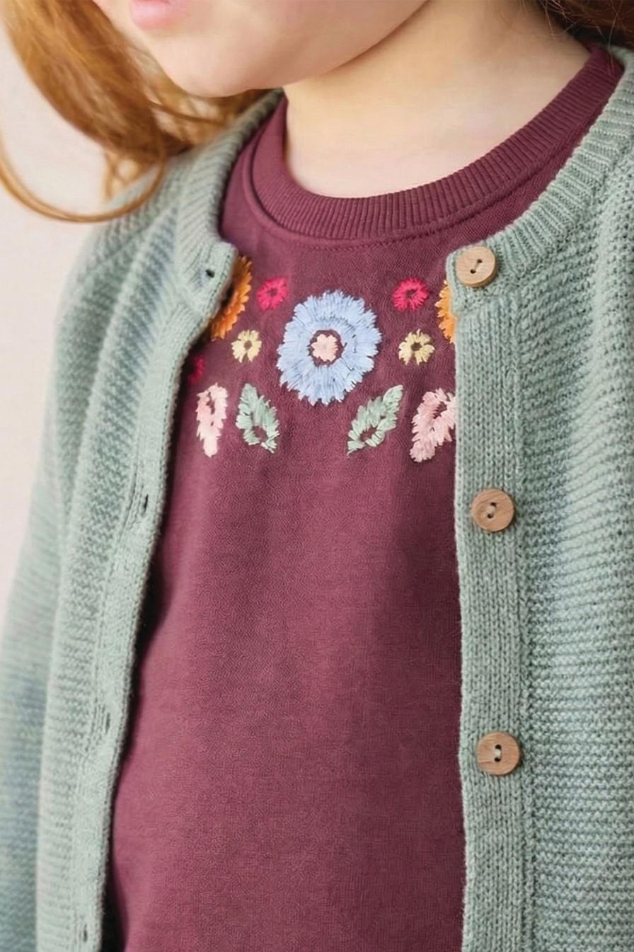 CigitÇiçek Nakışlı Sweatshırt 2-7 Yaş MÜRDÜM