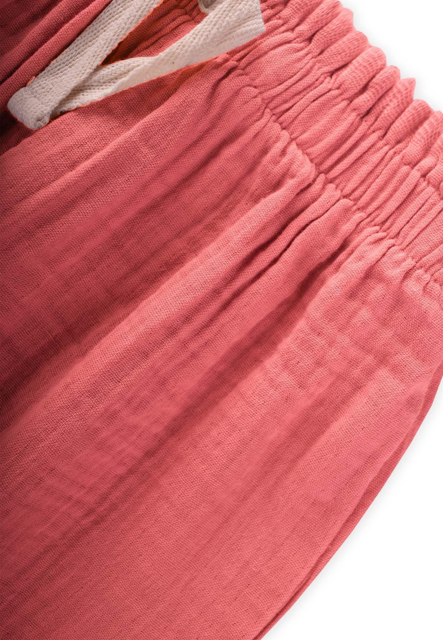 CigitOrganic Wide Cut Muslin Trousers with Ruffle Waist 1-8 Years A Pink