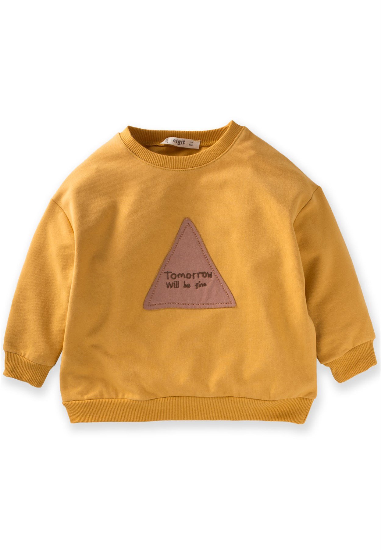 81029 - 5006Yeni Sezon - Üçgen Aplikeli Sweatshirt 2-7 Yaş Hardal SarıCigitÜçgen Aplikeli Sweatshirt 2-7 Yaş Hardal Sarı