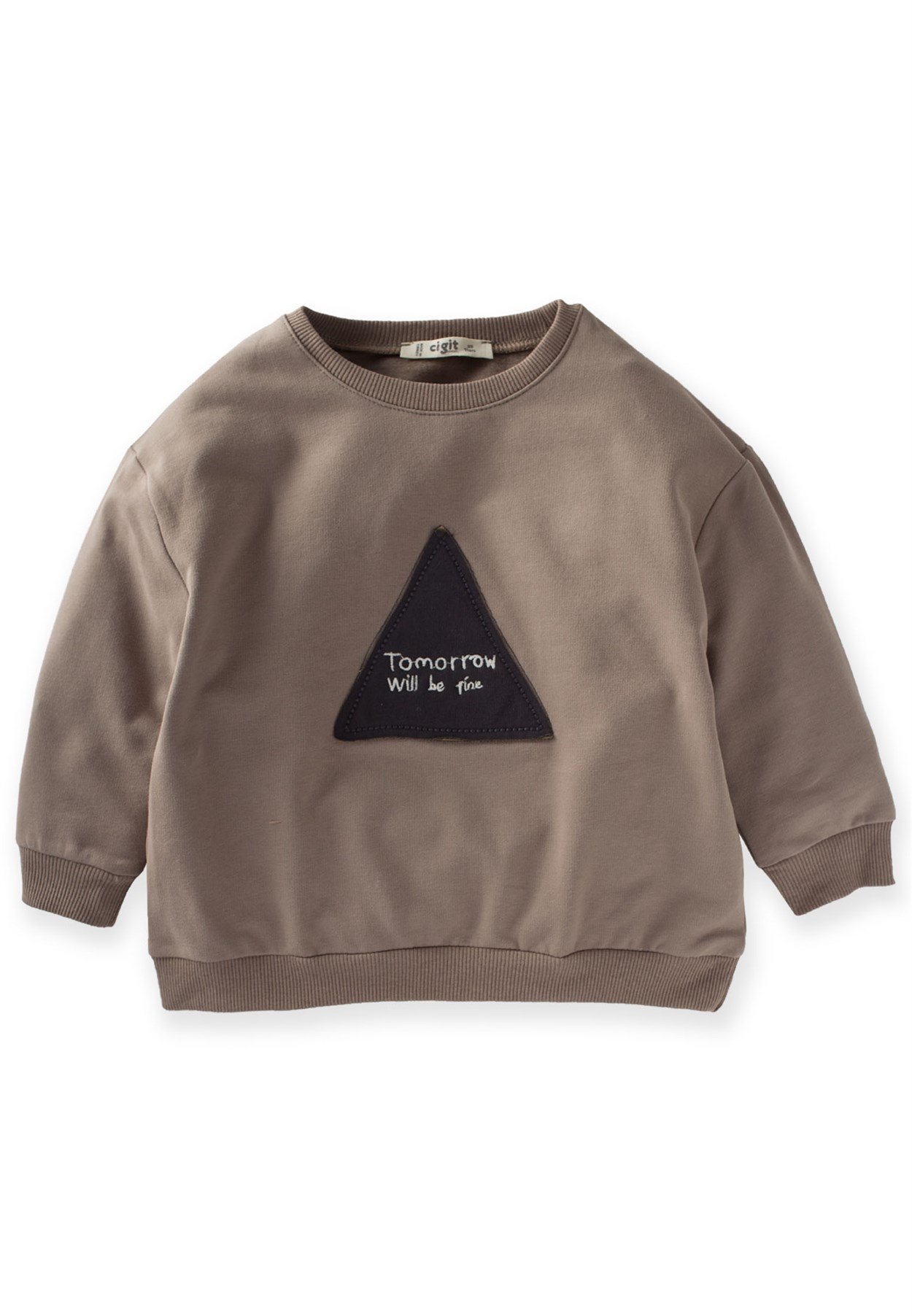 81029 - 5020Yeni Sezon - Üçgen Aplikeli Sweatshirt 2-7 Yaş VizonCigitÜçgen Aplikeli Sweatshirt 2-7 Yaş Vizon