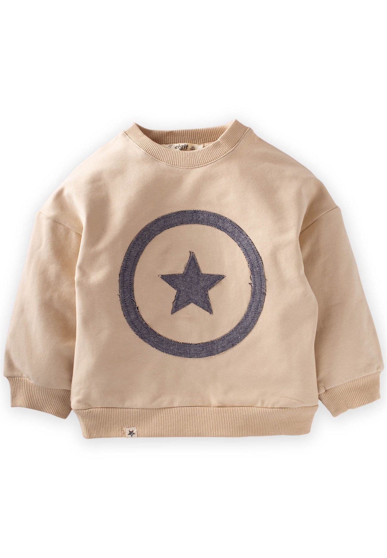 81032 - 5122Yıldız Aplikeli Sweatshirt 2-9 Yaş Kum - Yeni SezonCigitYıldız Aplikeli Sweatshirt 2-9 Yaş Kum