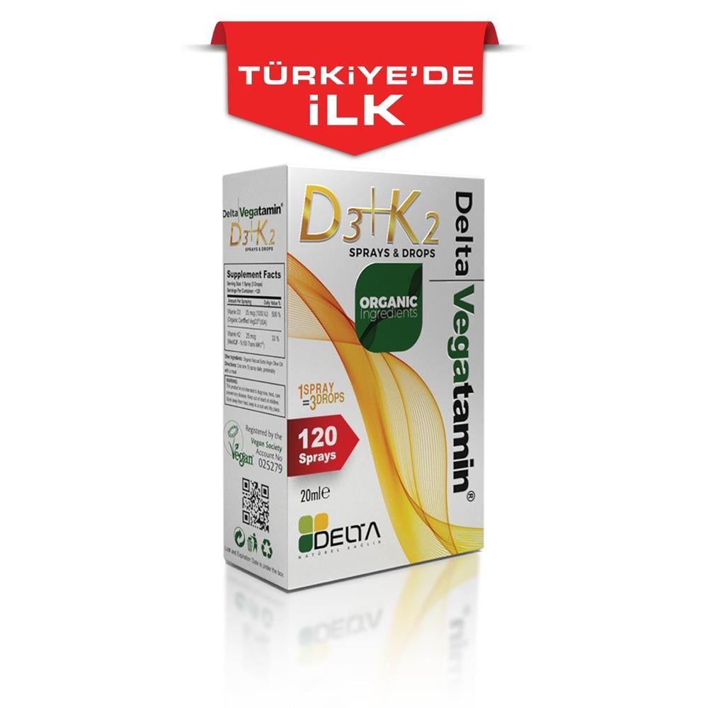 Delta Vegatamin D3 + K2 Sprey & Damla 20 ml