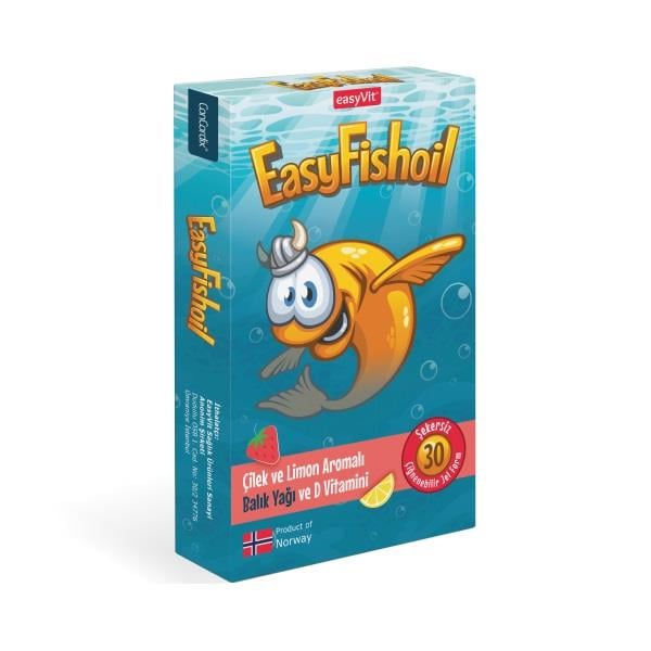 EasyFishoil Çilek ve Limon Aromalı 30 Çiğnenebilir Jel Form