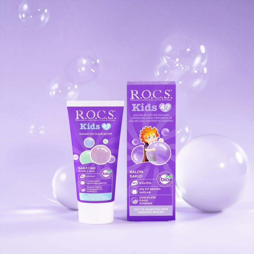 ROCS Kids 4-7 Çocuk Diş Macunu / Balonlu Sakız Tadında