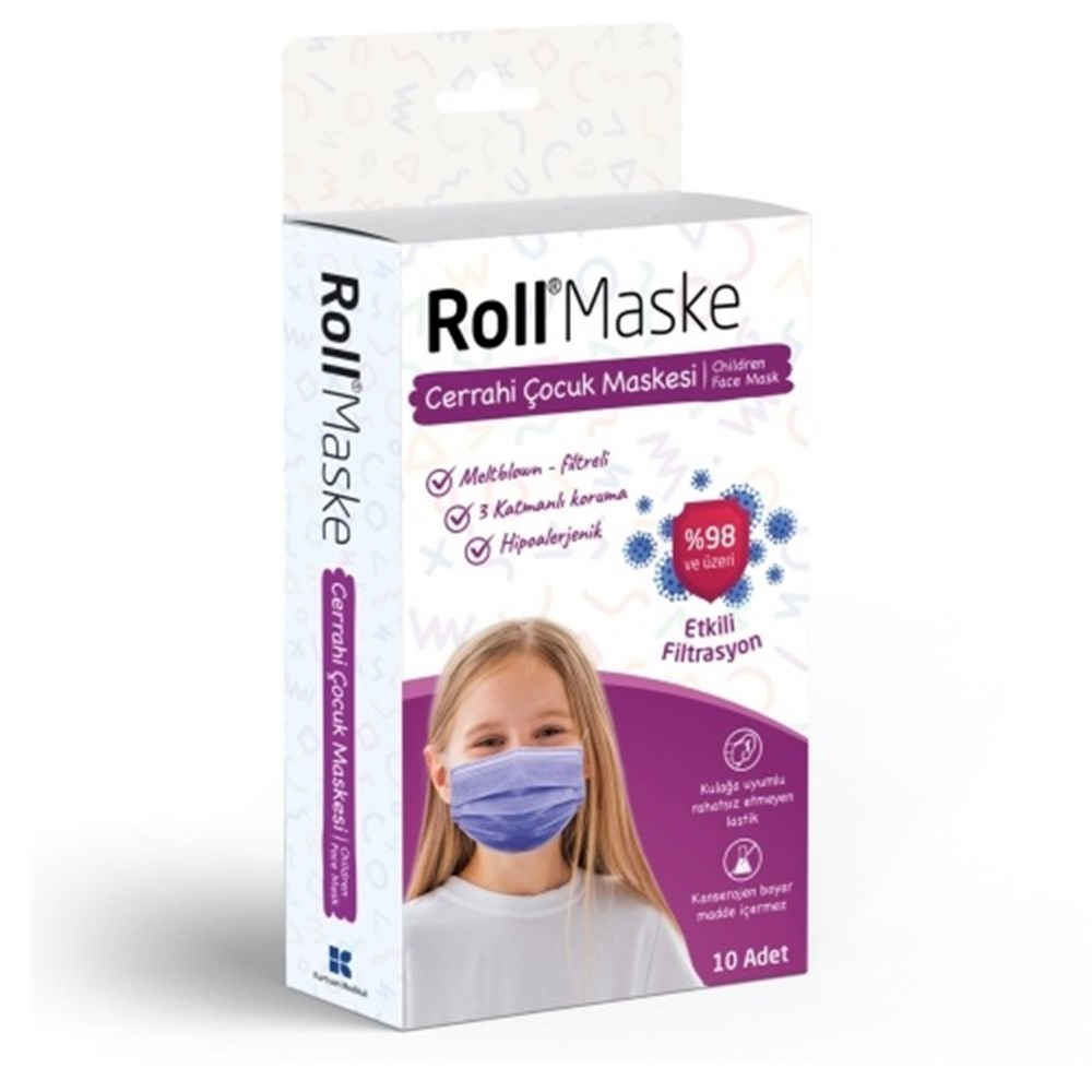 Roll Maske Meltblown Filtreli Çocuk Maskesi 10 Adet