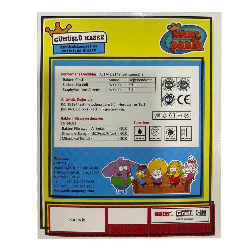 Siva Derm Gümüşlü Çocuk Maskesi Kız