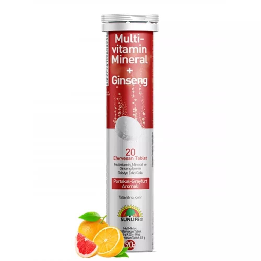 Sunlife Multi-Vitamin + Mineral + Ginseng 20 Efervesan Tablet