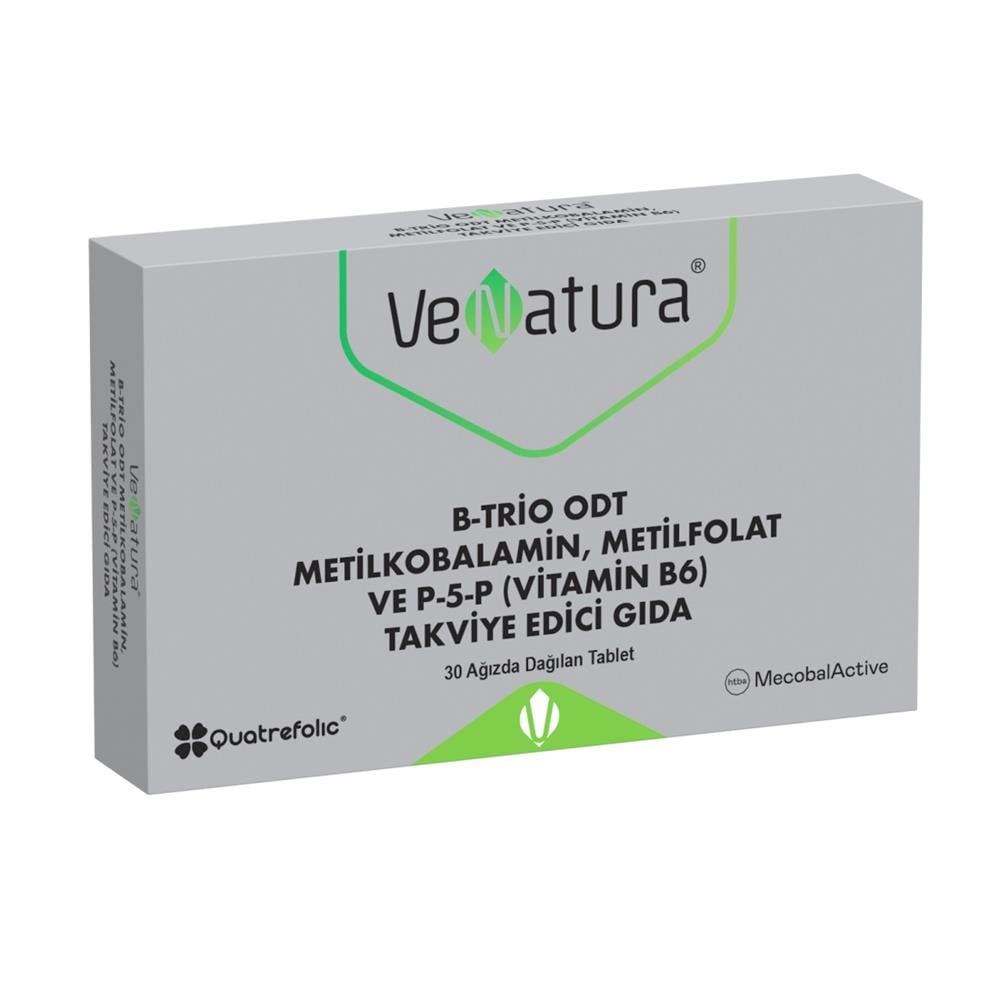 VeNatura B-Trio ODT Metilkobalamin, Metilfolat ve P-5-P (Vitamin B6) 30 Tablet