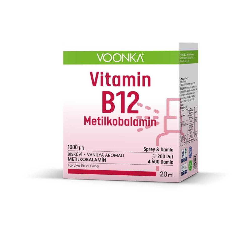 Voonka Vitamin B12 Metilkobalamin Sprey & Damla 20 ml