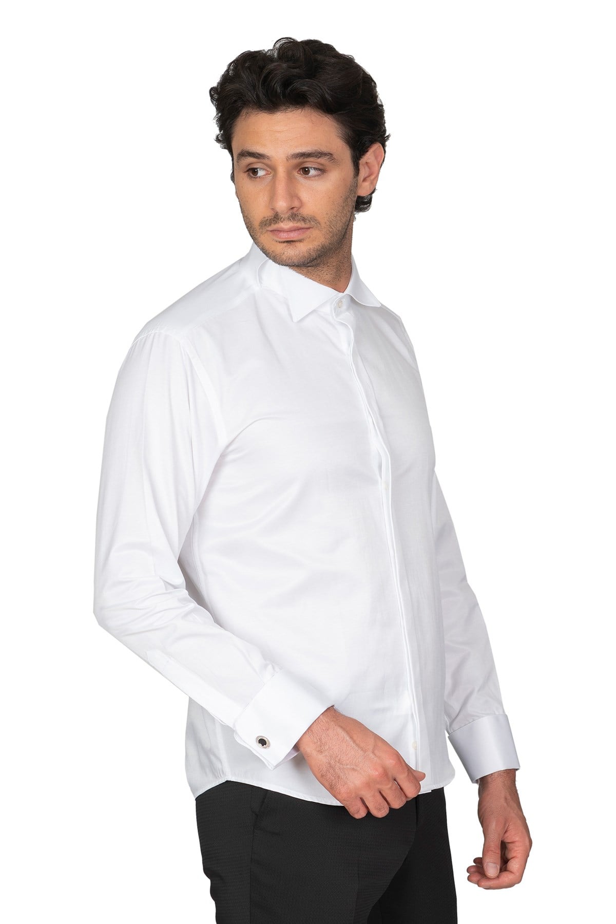 White Stone2018-Y  %50 PAMUK %50 POLYESTER SLİMFİT ATAYAKA  GÖMLEK  ESKİ  BEYAZ