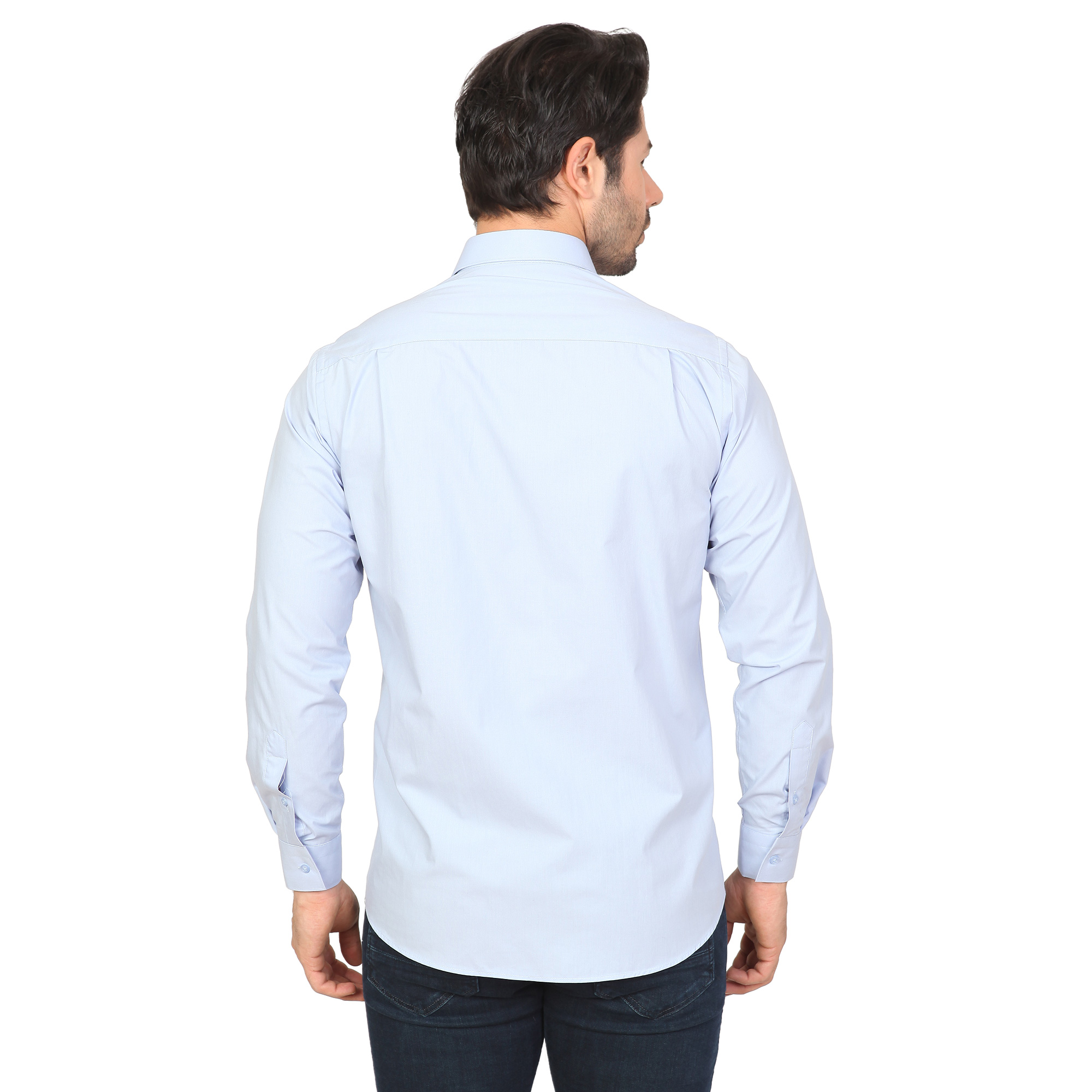 WHİTE STONE2019-Y  PAMUK- POLYESTER KLASİK GÖMLEK  REGULAR UZUNKOL  O.MAVİ