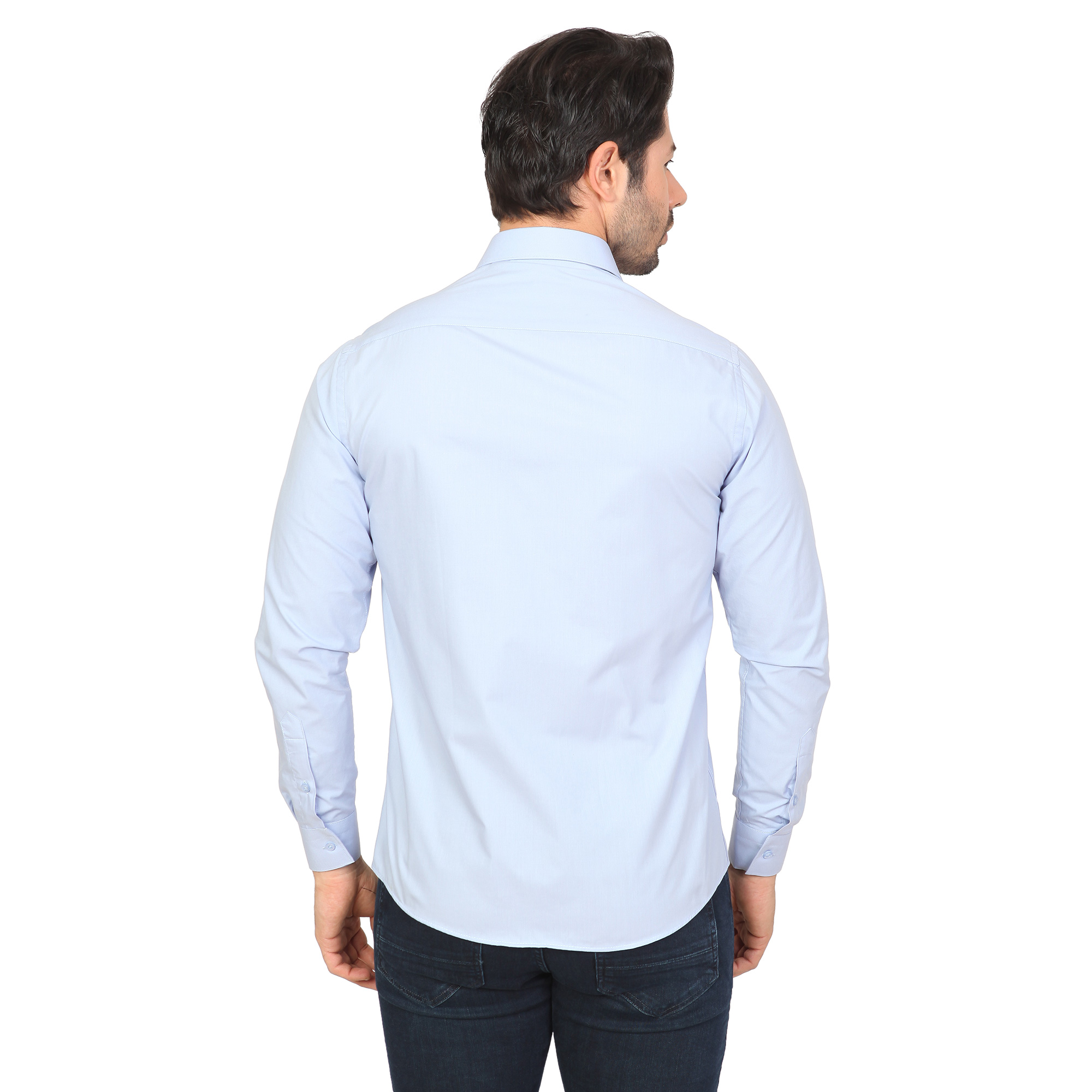 WHİTE STONE2019-Y  PAMUK- POLYESTER REGULAR GÖMLEK  REGULAR UZUNKOL  MAVİ