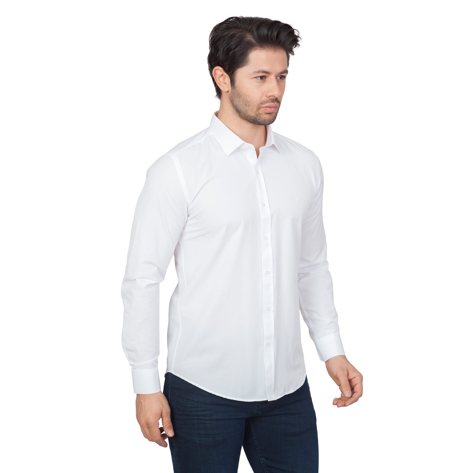 WHİTE STONE2019-Y  PAMUK- POLYESTER SLİMFİT GÖMLEK  SLİMFİT UZUNKOL  DESENLİ
