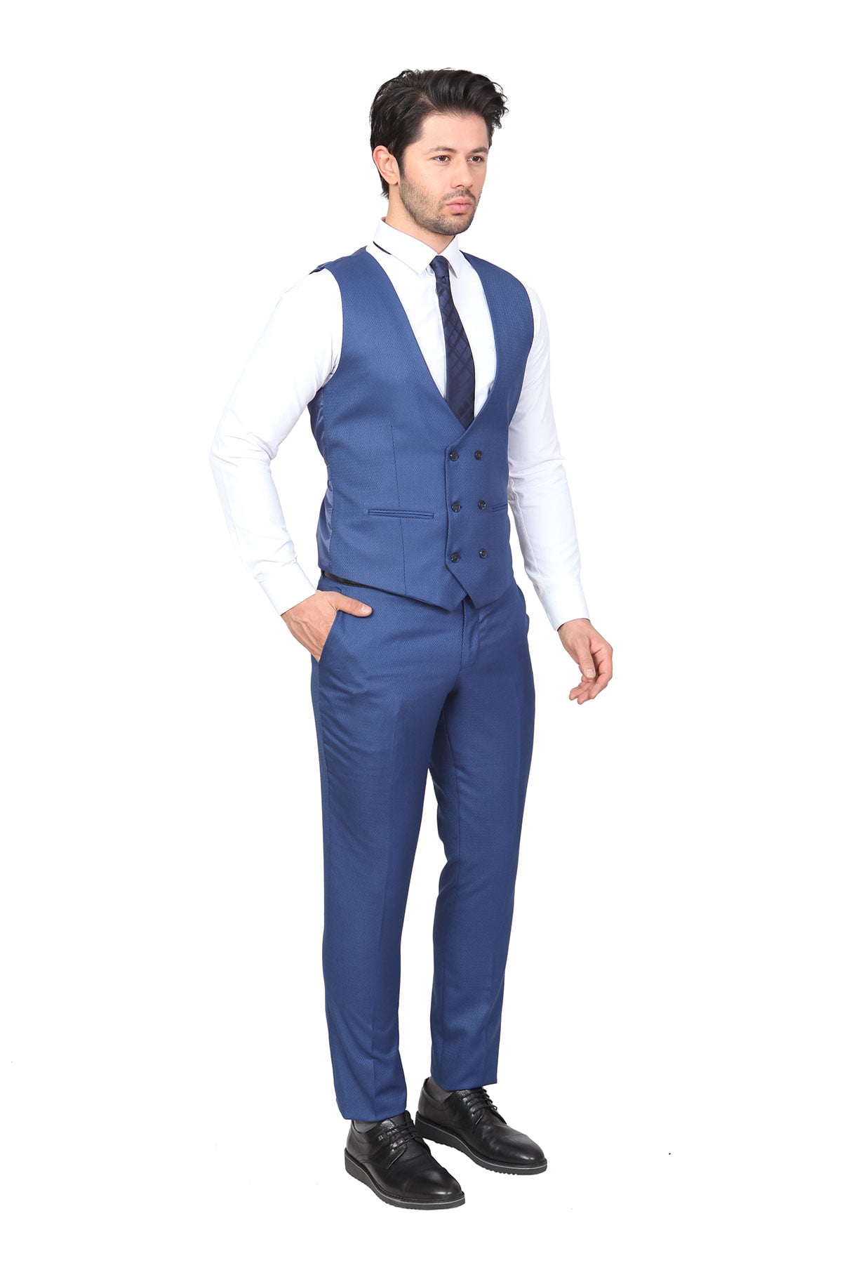 WHİTE STONE2019-Y  POLİVİSKON YELEKLİ TAKIM ELBİSE  YENİ133  DESENLİ