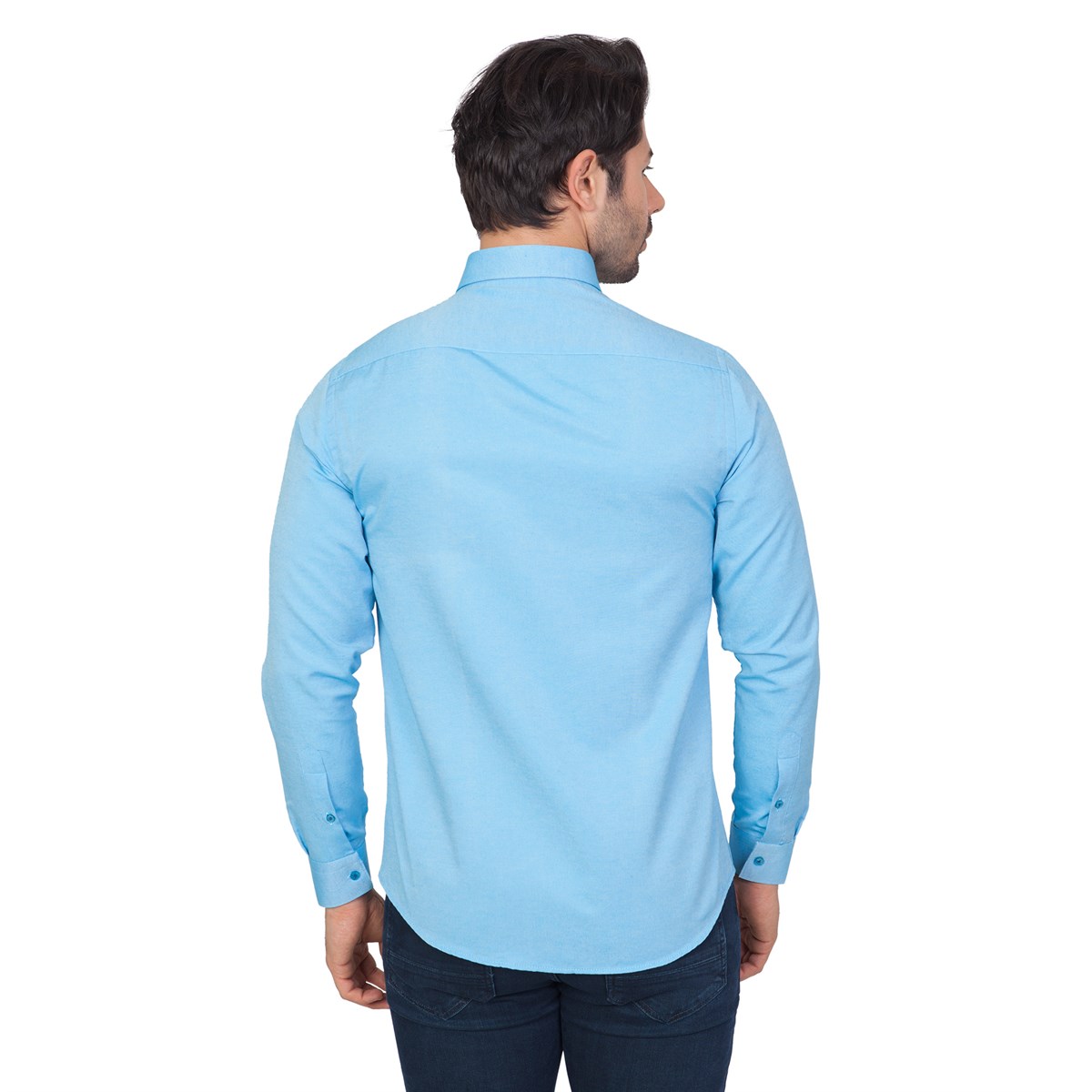 White Stone2020-K  PAMUK- POLYESTER SLİMFİT GÖMLEK  SLİMFİTT  30049-K.MAVİ