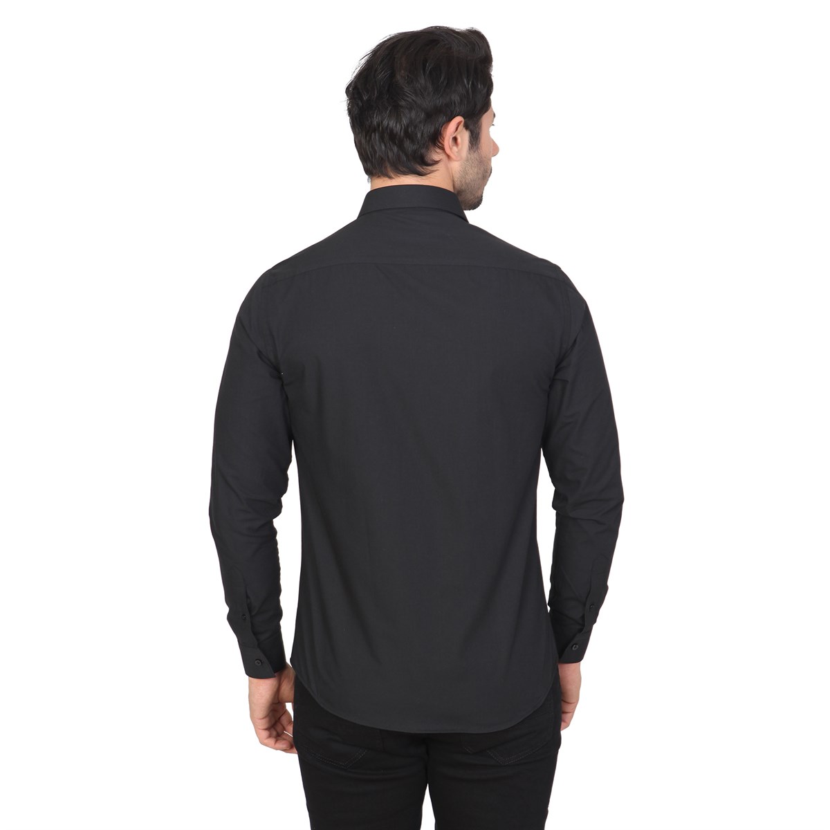 White Stone2020-K  PAMUK- POLYESTER SLİMFİT GÖMLEK  SLİMFİTT  SİYAH