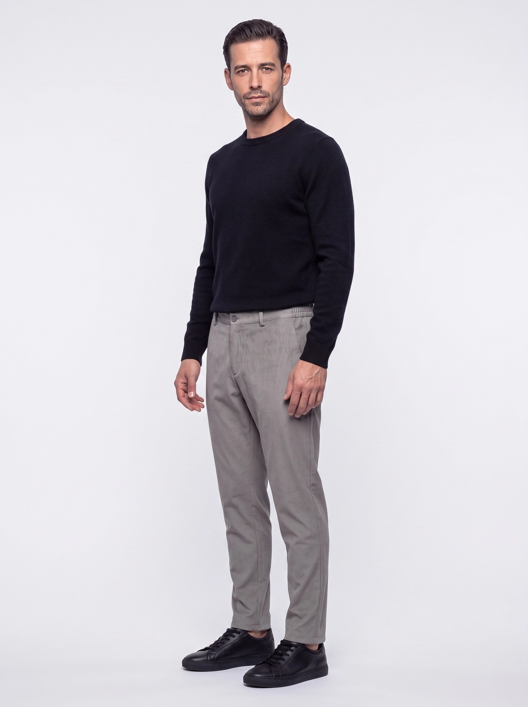 White StoneAçık Gri Regular Fit Kadife Jogger Spor Pantolon