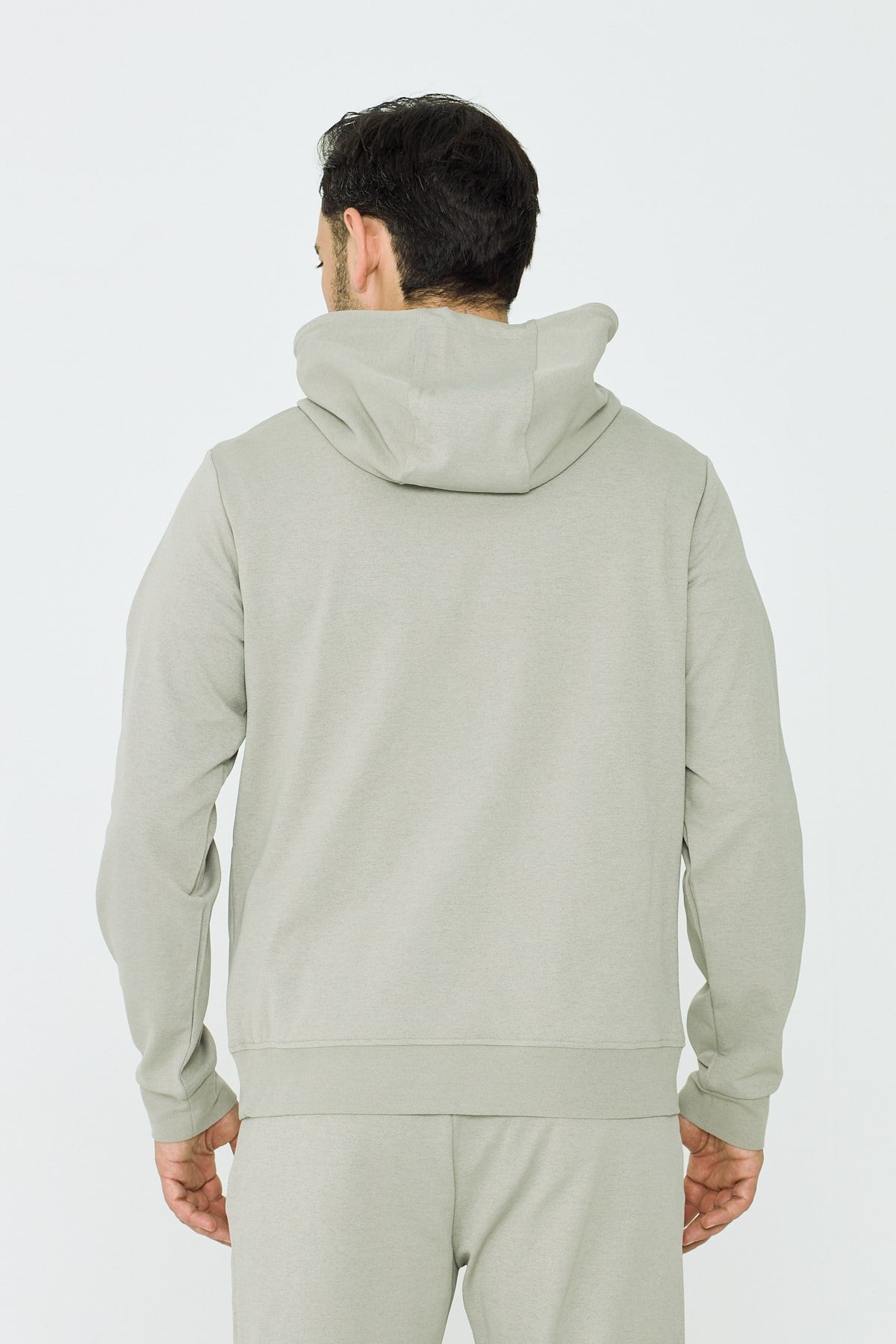 White StoneAçık Yeşil Kapüşonlu Yarım Fermuarlı Yandan Cepli Erkek Sweatshirt