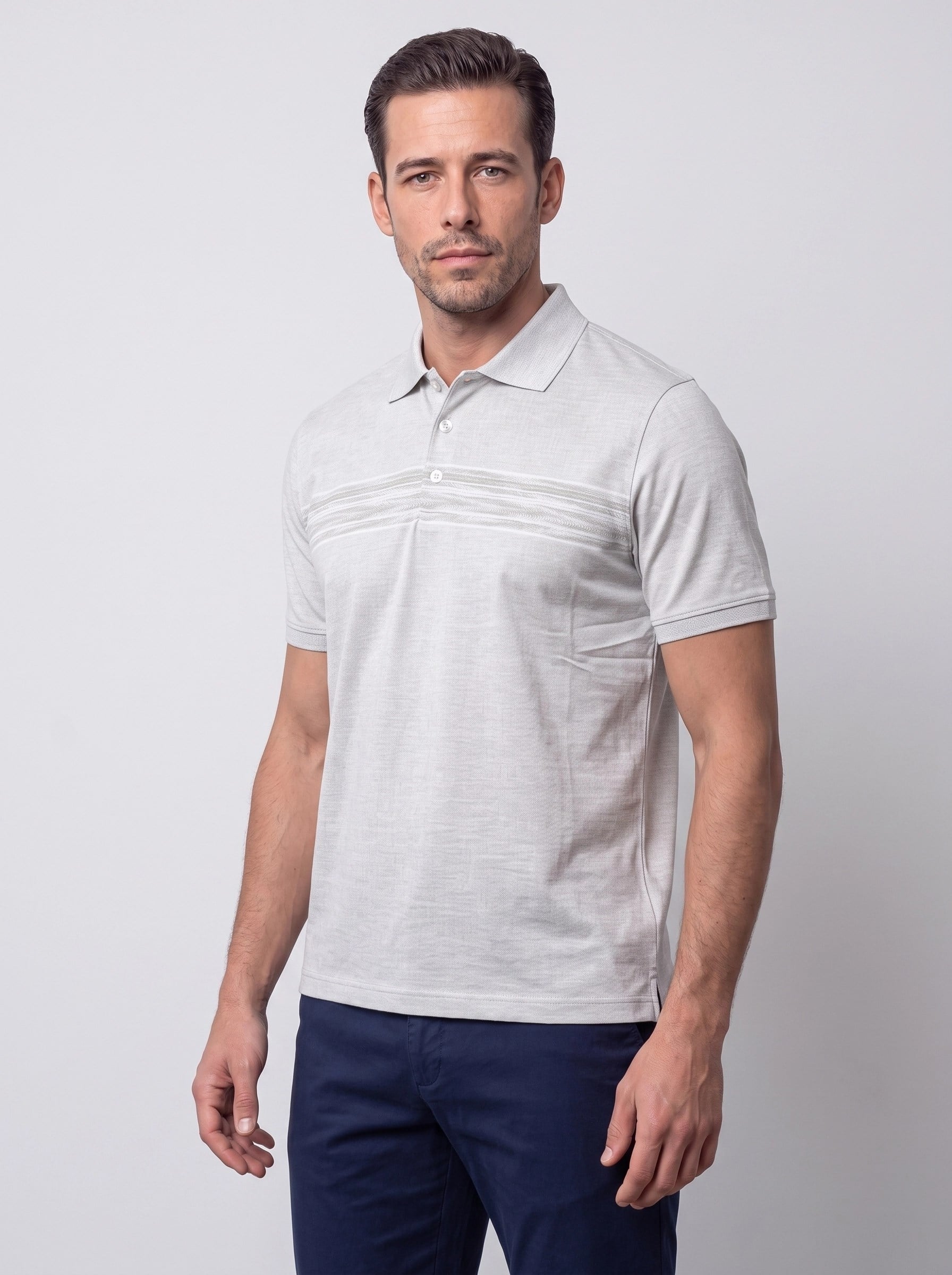 White StoneAçık Yeşil Mikro Desenli Regular Fit Erkek Polo Yaka Tişört