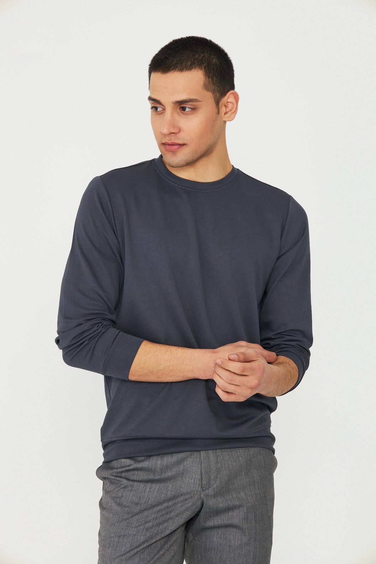 White StoneAntrasit Basic Bisiklet Yaka Erkek Sweatshirt