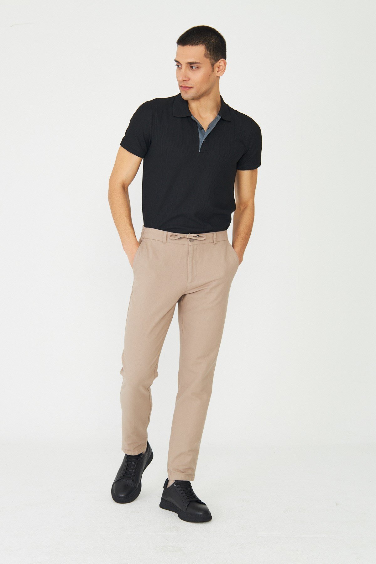 White StoneBej Erkek Rahat Kalıp Spor Jogger Pantolon